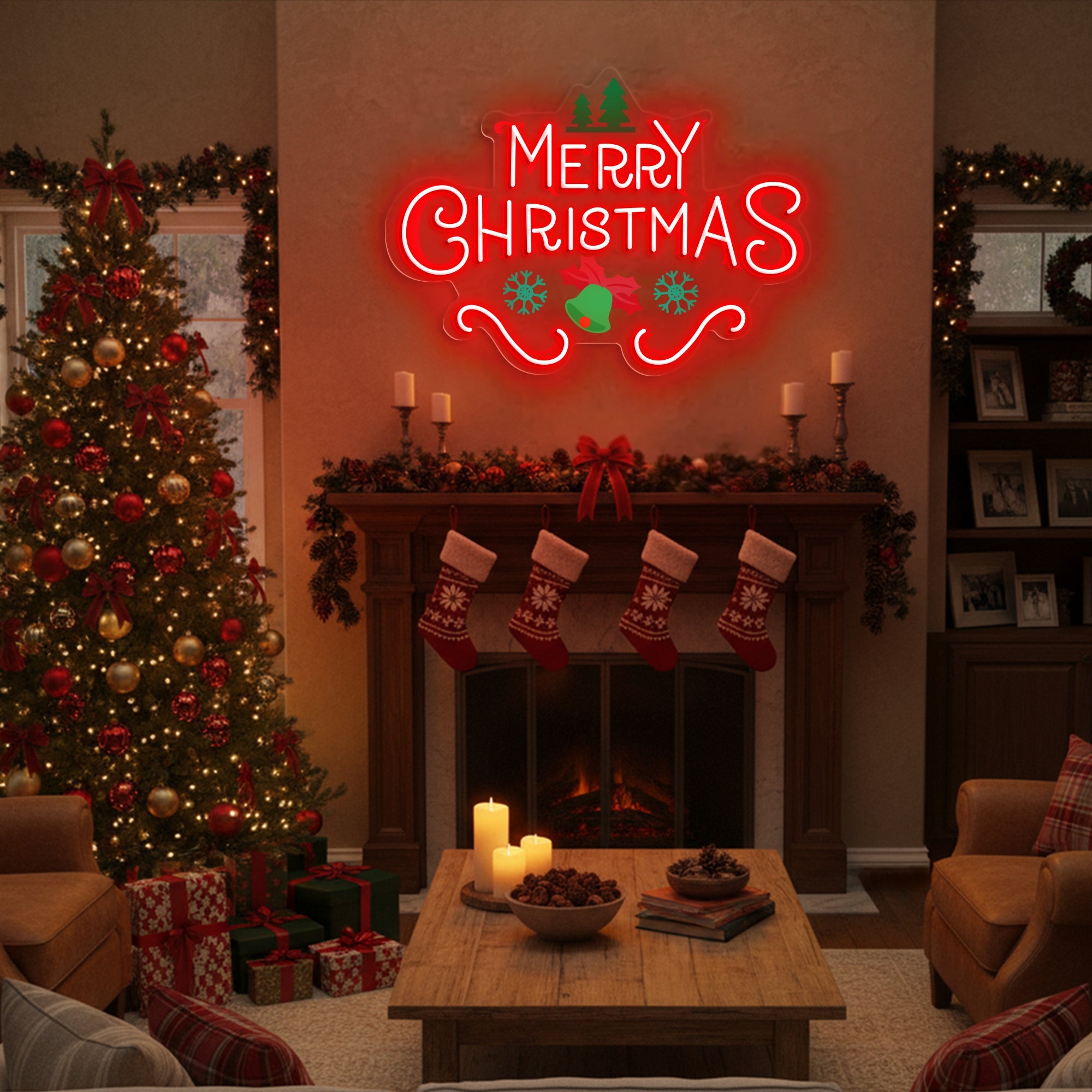 Merry Christmas Neon Sign Wall Decor