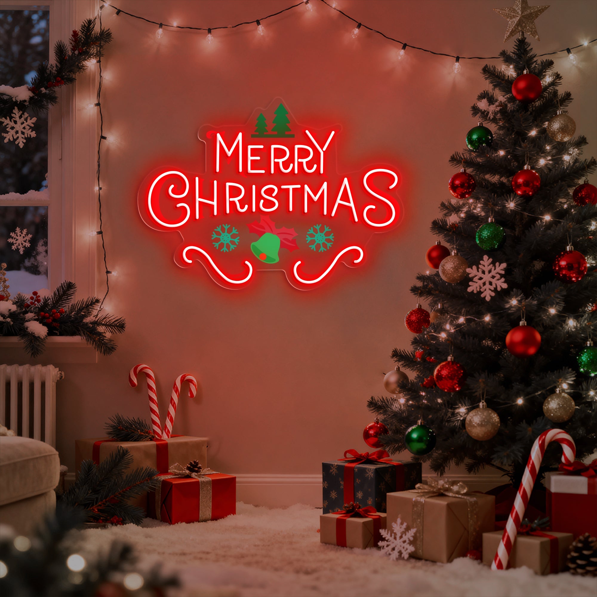 Merry Christmas Neon Sign Wall Decor