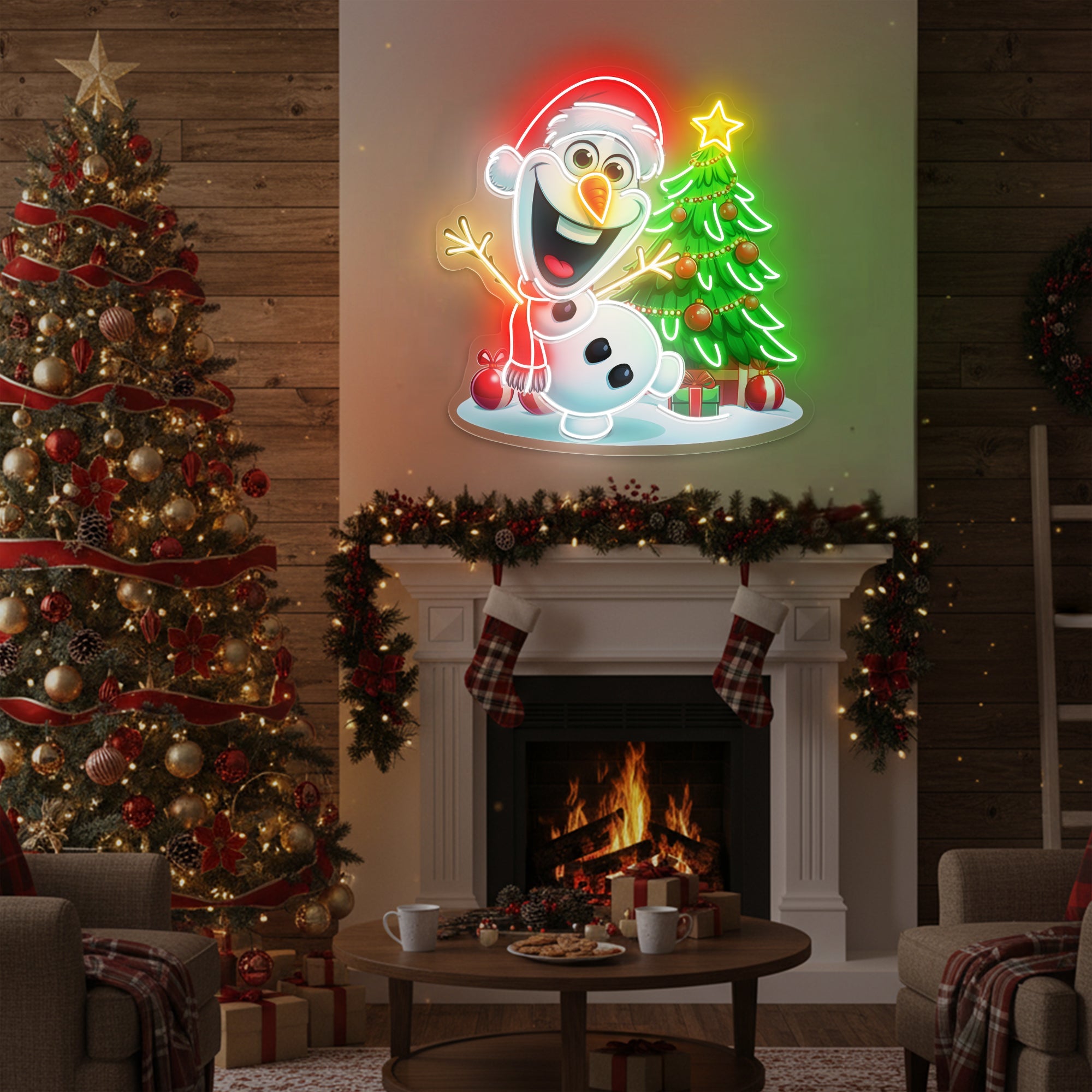 Cute Olaf Neon Sign Winter Holiday Decor