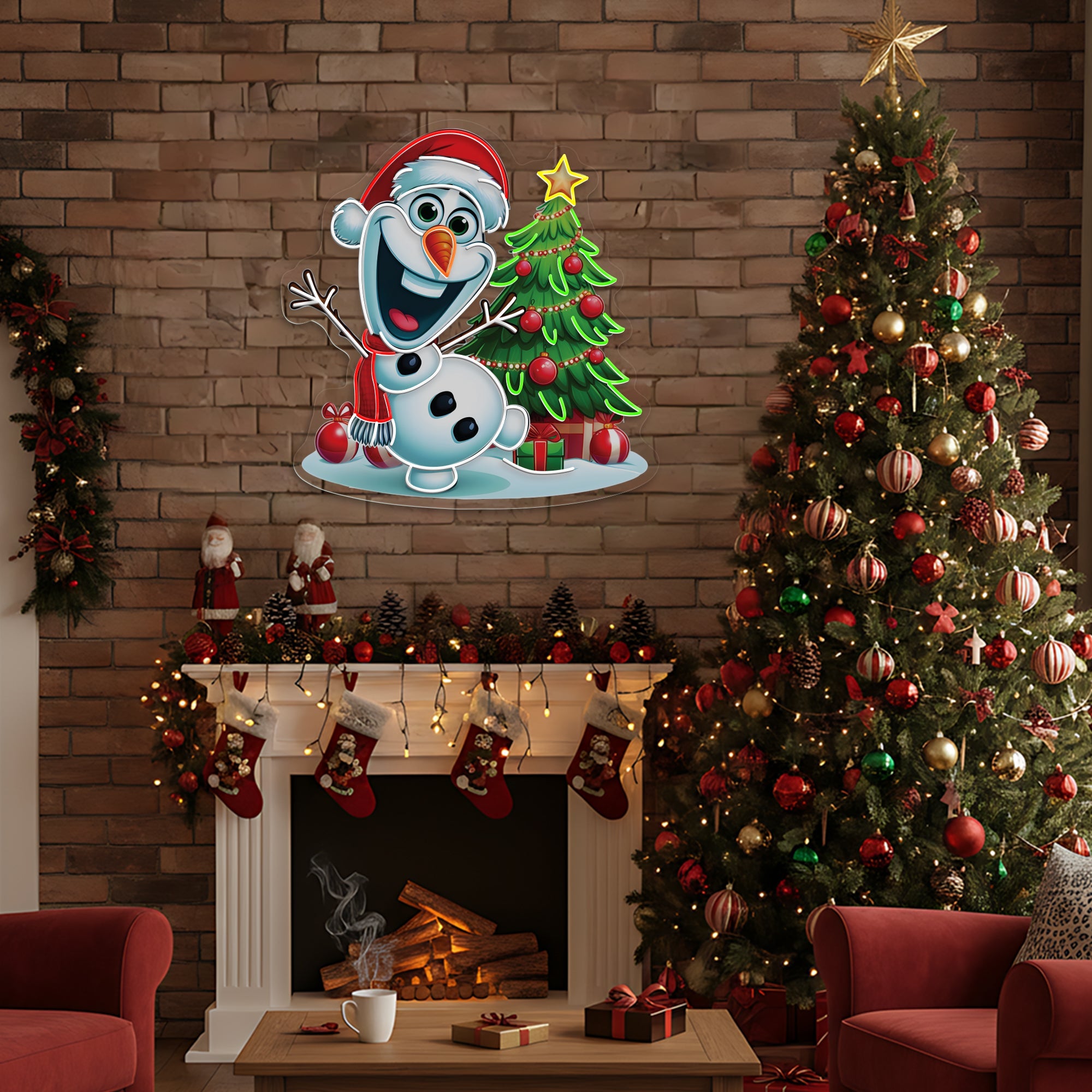 Cute Olaf Neon Sign Winter Holiday Decor