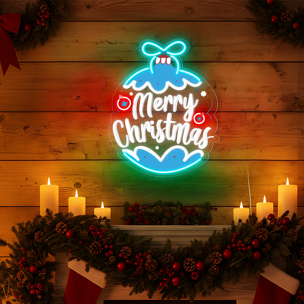 Merry Christmas Ornament Neon Sign