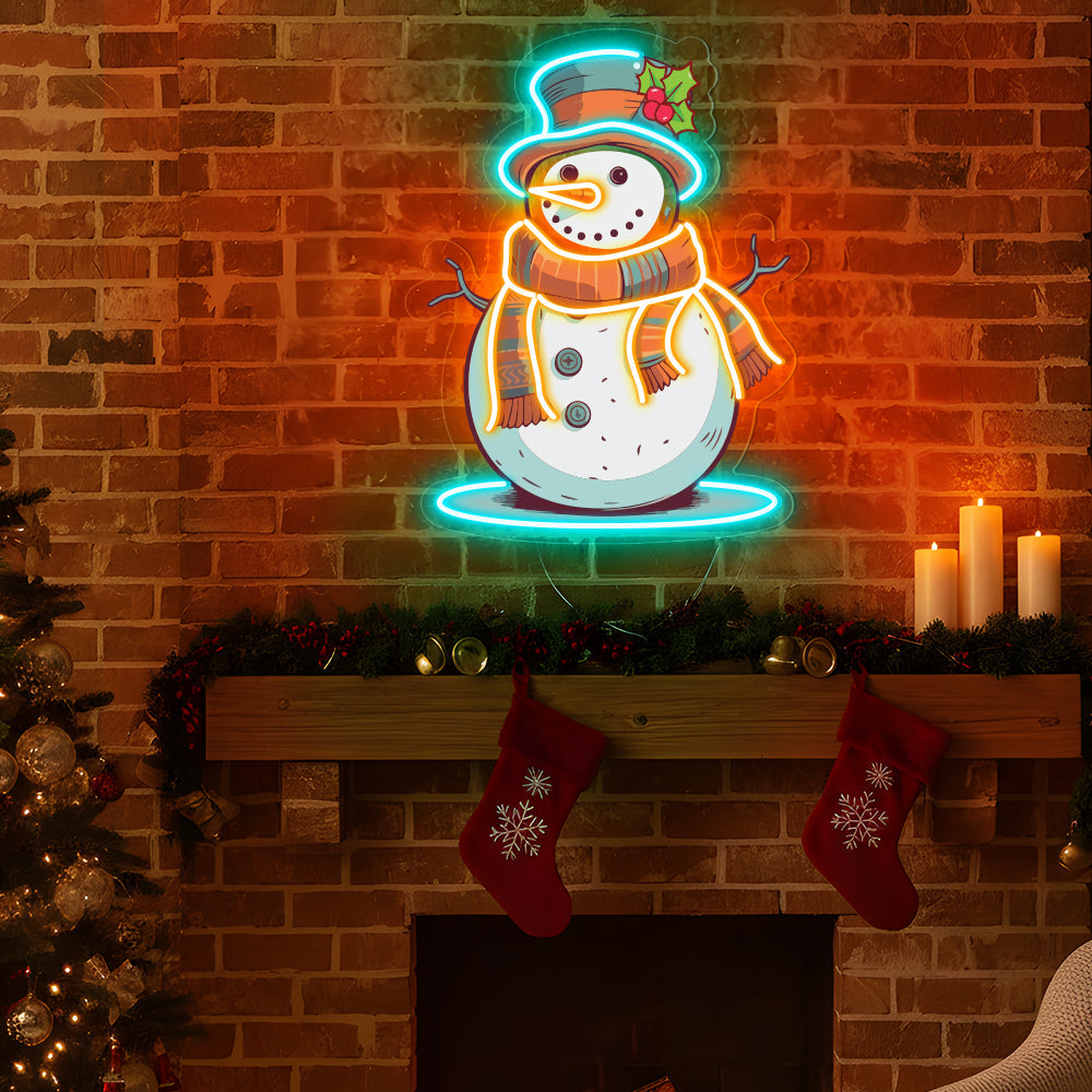 Cute Snowman Neon Sign for Winter Decor