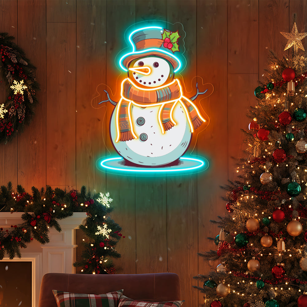 Cute Snowman Neon Sign for Winter Decor