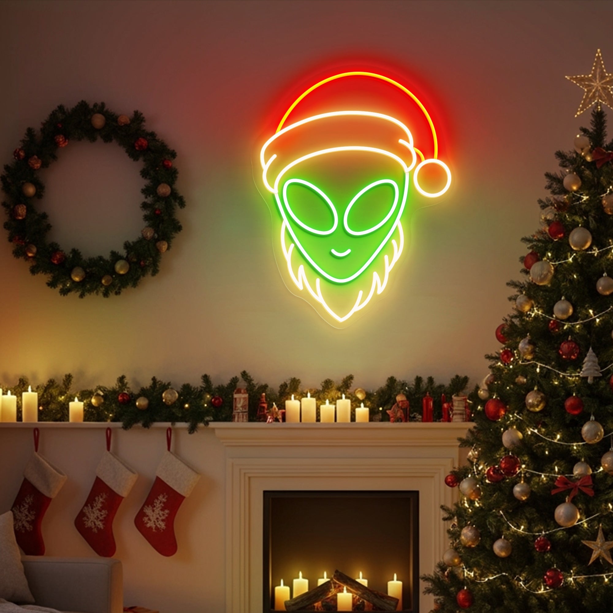 Alien Santa Neon Sign