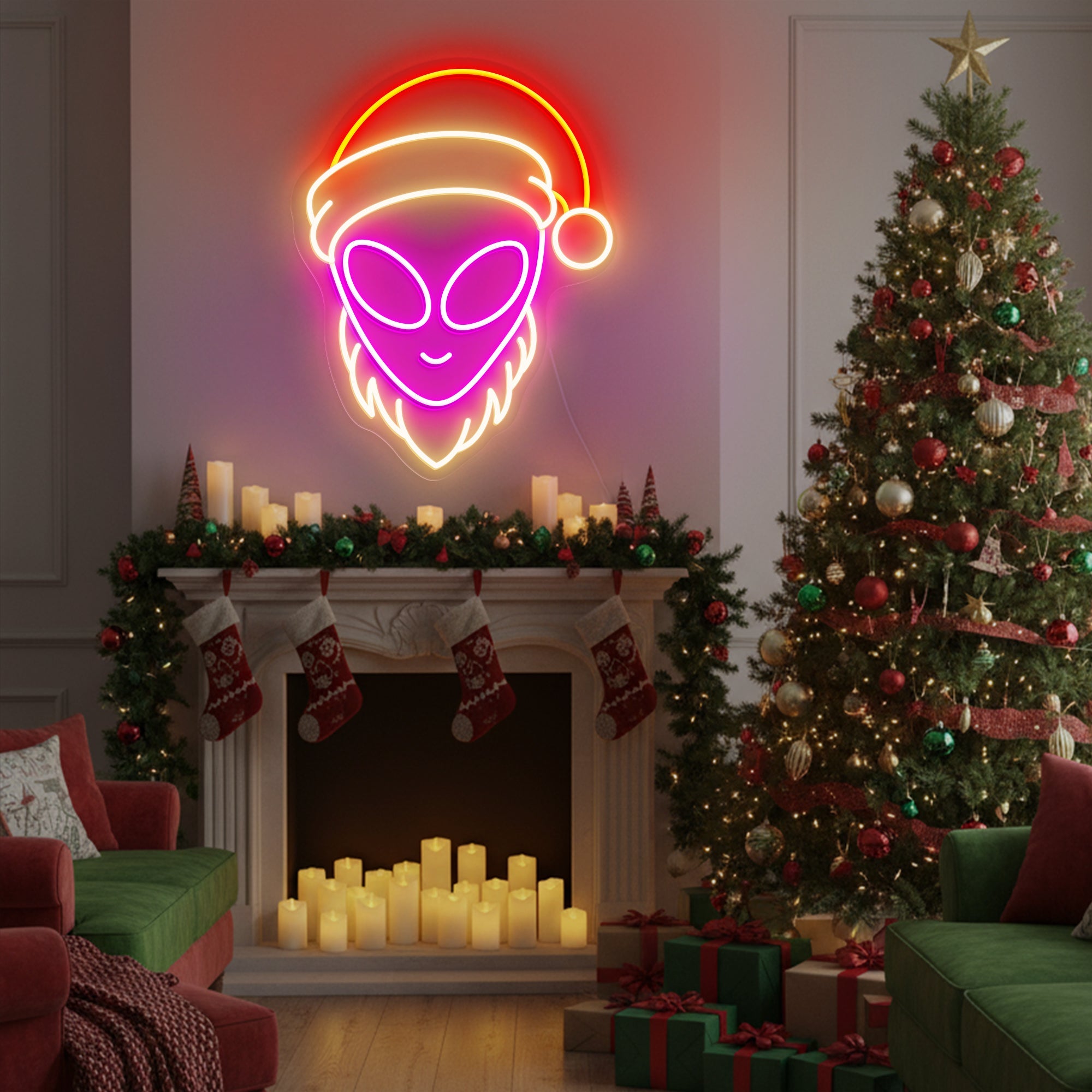 Alien Santa Neon Sign