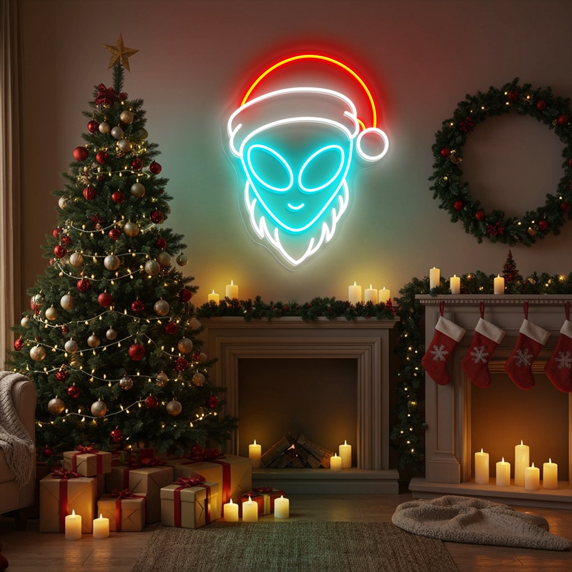 Alien Santa Neon Sign