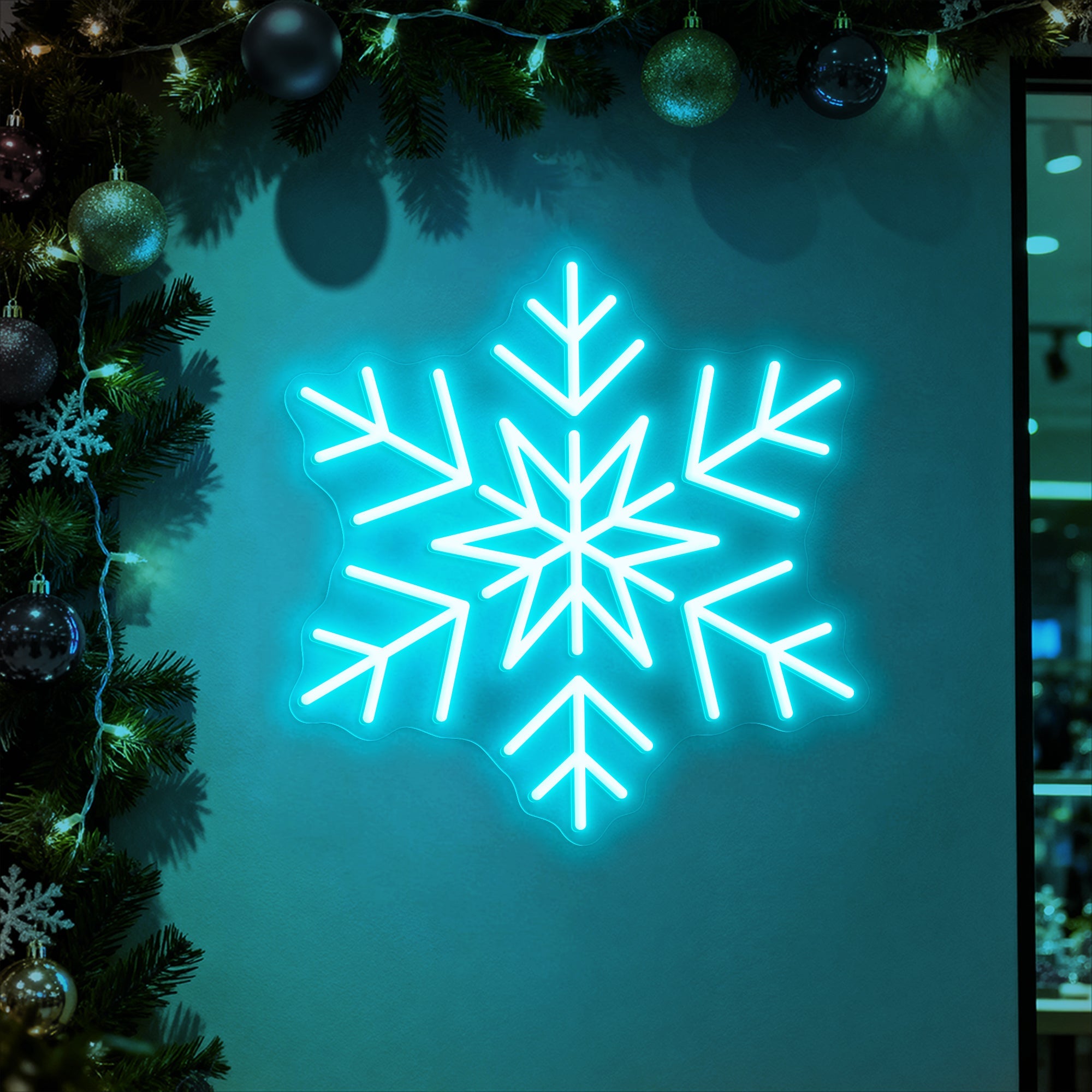 Snowflake Neon Sign – Winter LED Wall Light for Christmas Holiday & Kids Room Decor