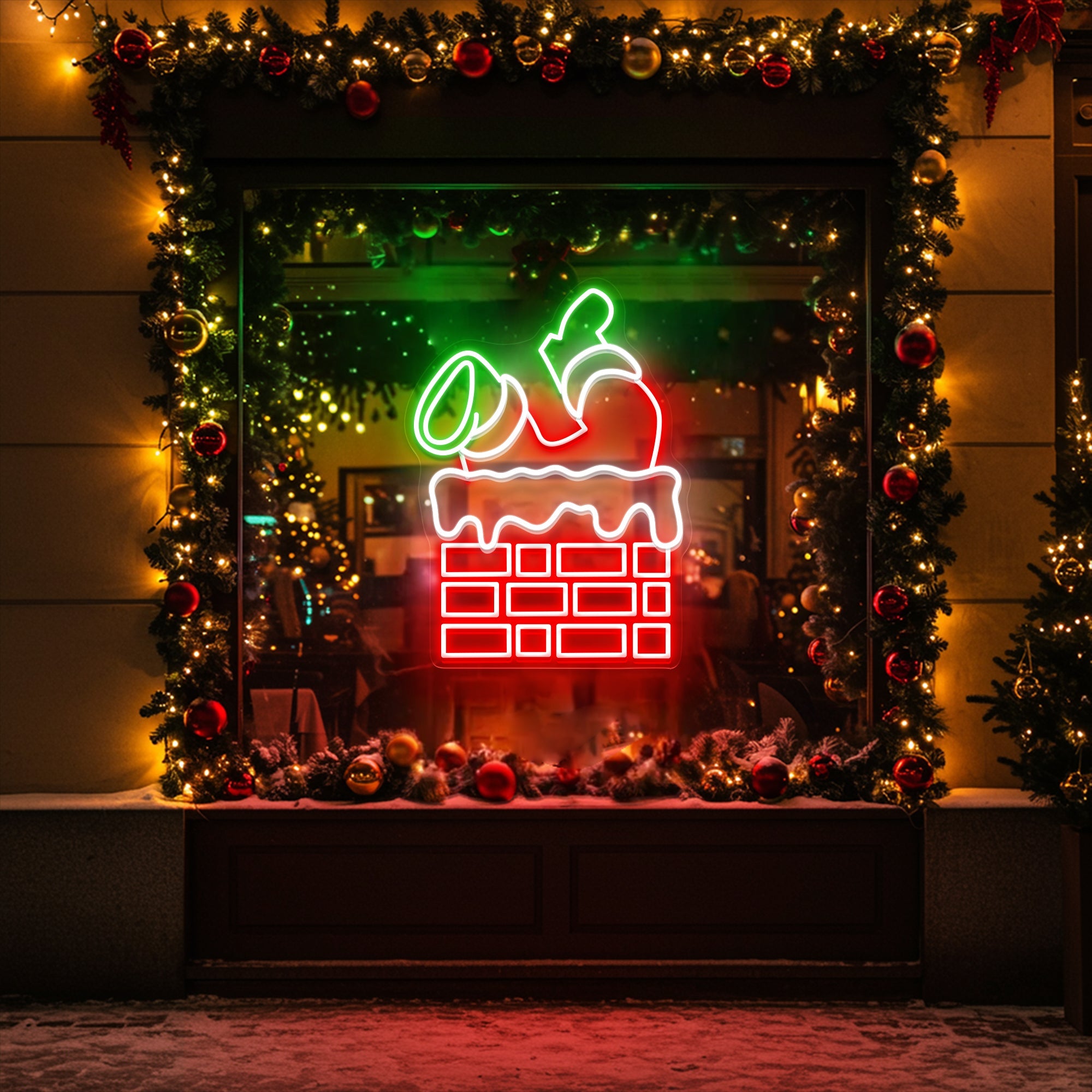 Santa Stuck Neon Sign – Funny Christmas LED Wall Light for Holiday Home & Party Décor