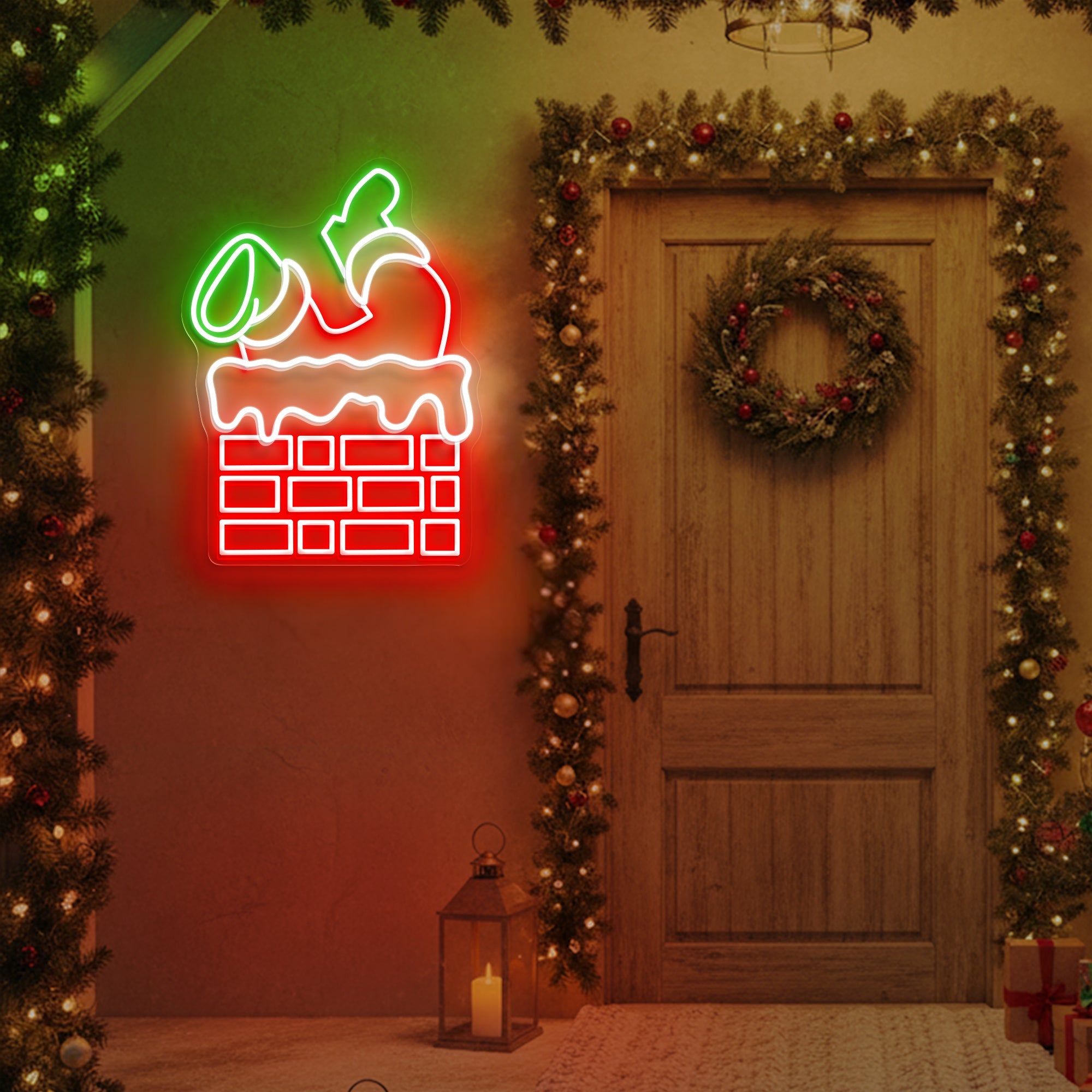 Santa Stuck Neon Sign – Funny Christmas LED Wall Light for Holiday Home & Party Décor