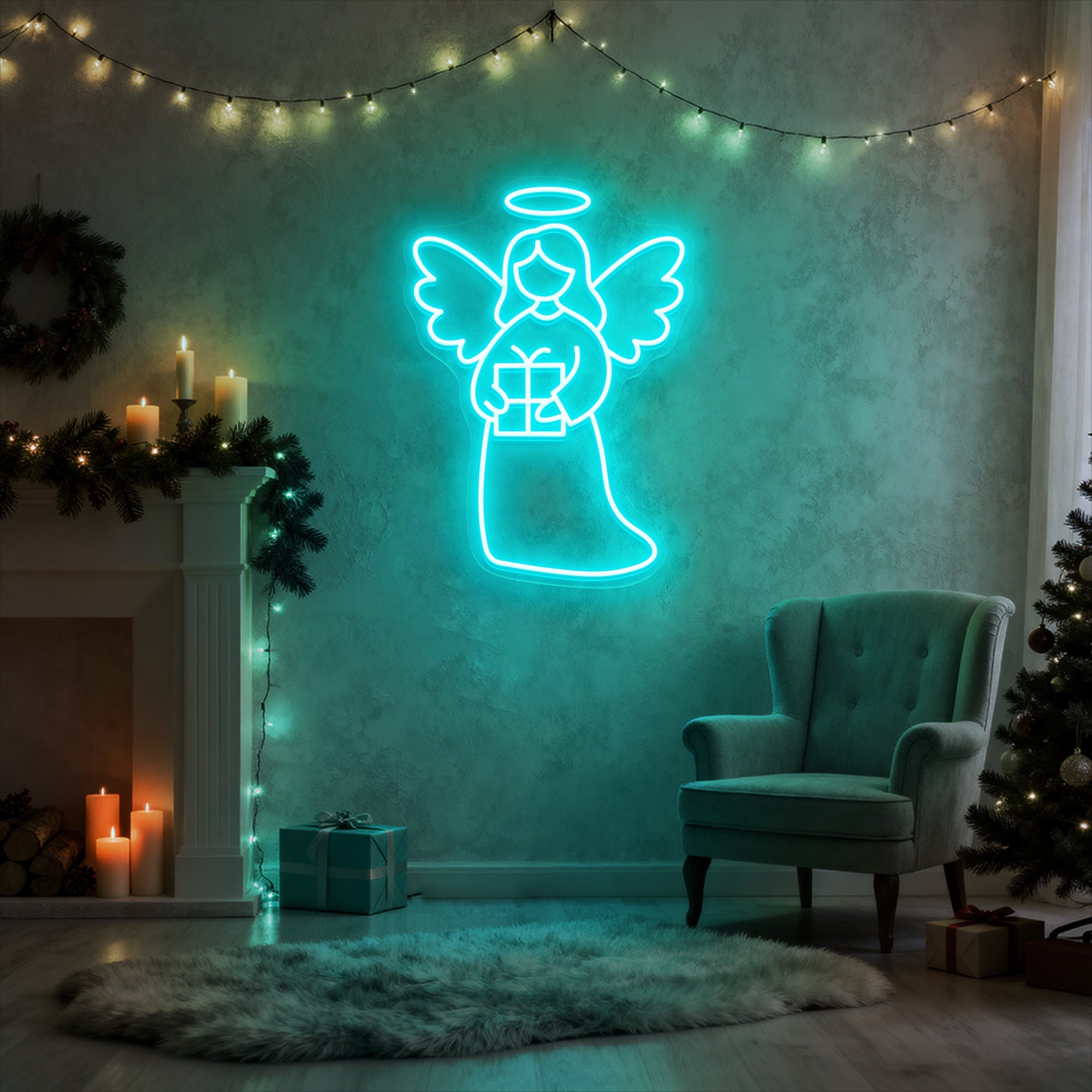 Christmas Angel Neon Sign – Holy LED Wall Light for Nativity & Holiday Home Décor