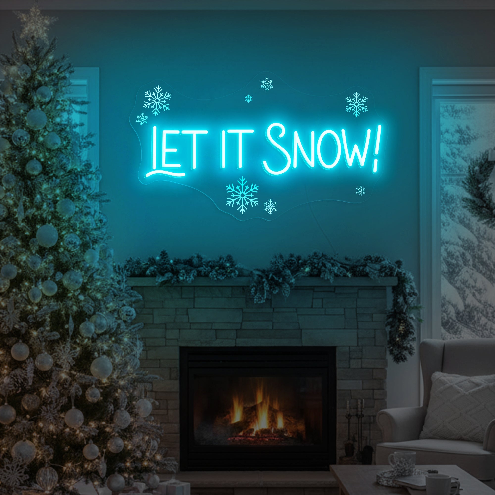 Let It Snow Neon Sign – Winter LED Wall Light for Christmas Holiday & Cozy Home Décor
