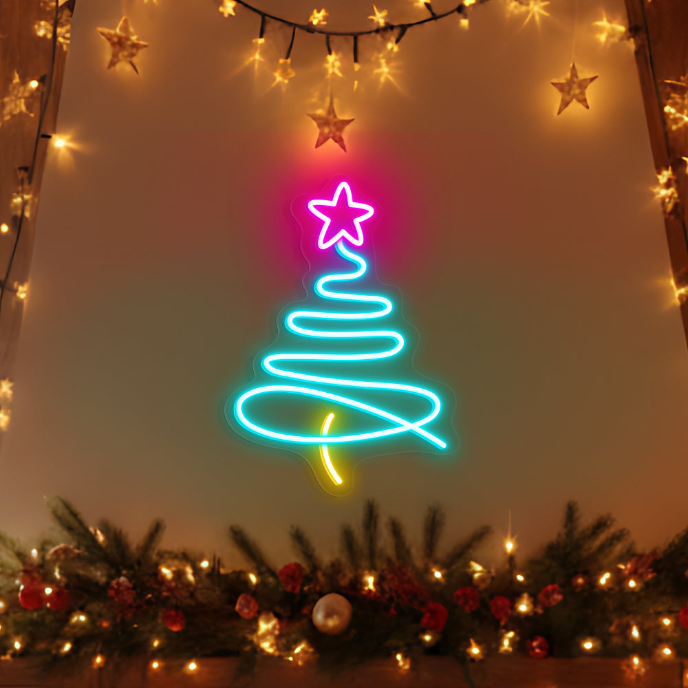 Christmas Tree Neon Sign – Modern Christmas LED Light for Simple Winter & Festive Home Décor