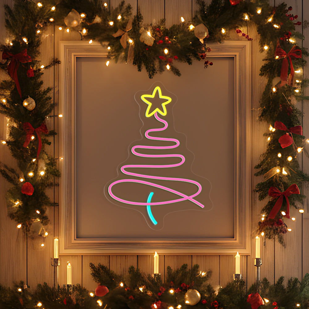 Christmas Tree Neon Sign – Modern Christmas LED Light for Simple Winter & Festive Home Décor