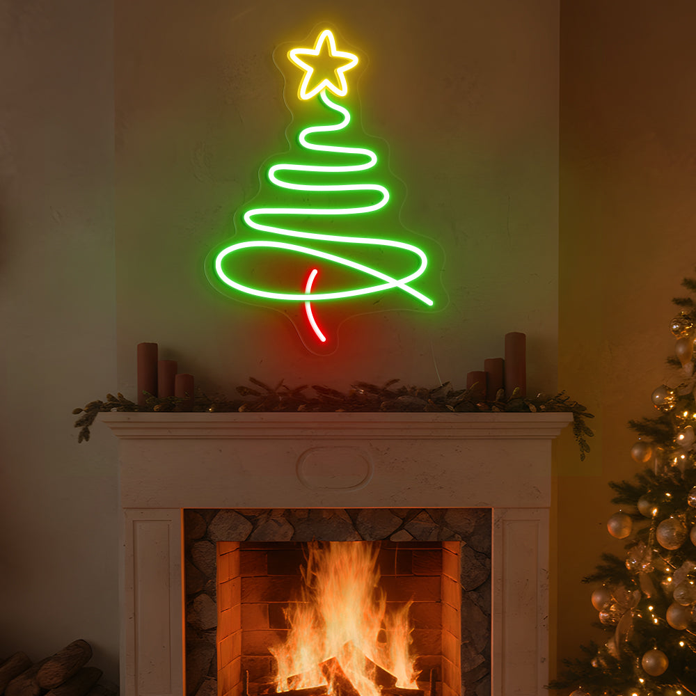 Christmas Tree Neon Sign – Modern Christmas LED Light for Simple Winter & Festive Home Décor