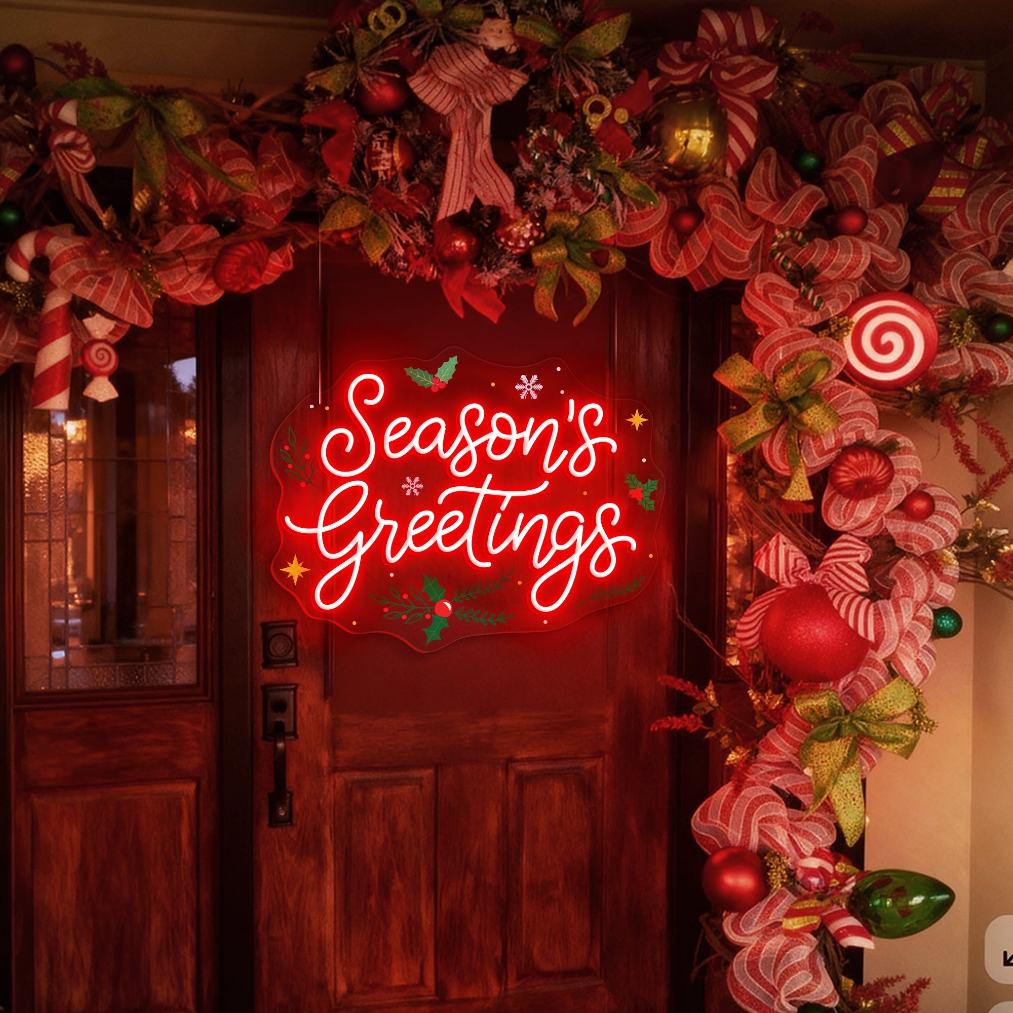 Season’s Greetings Neon Sign – Christmas LED Light for Holiday Party & Festive Home Décor