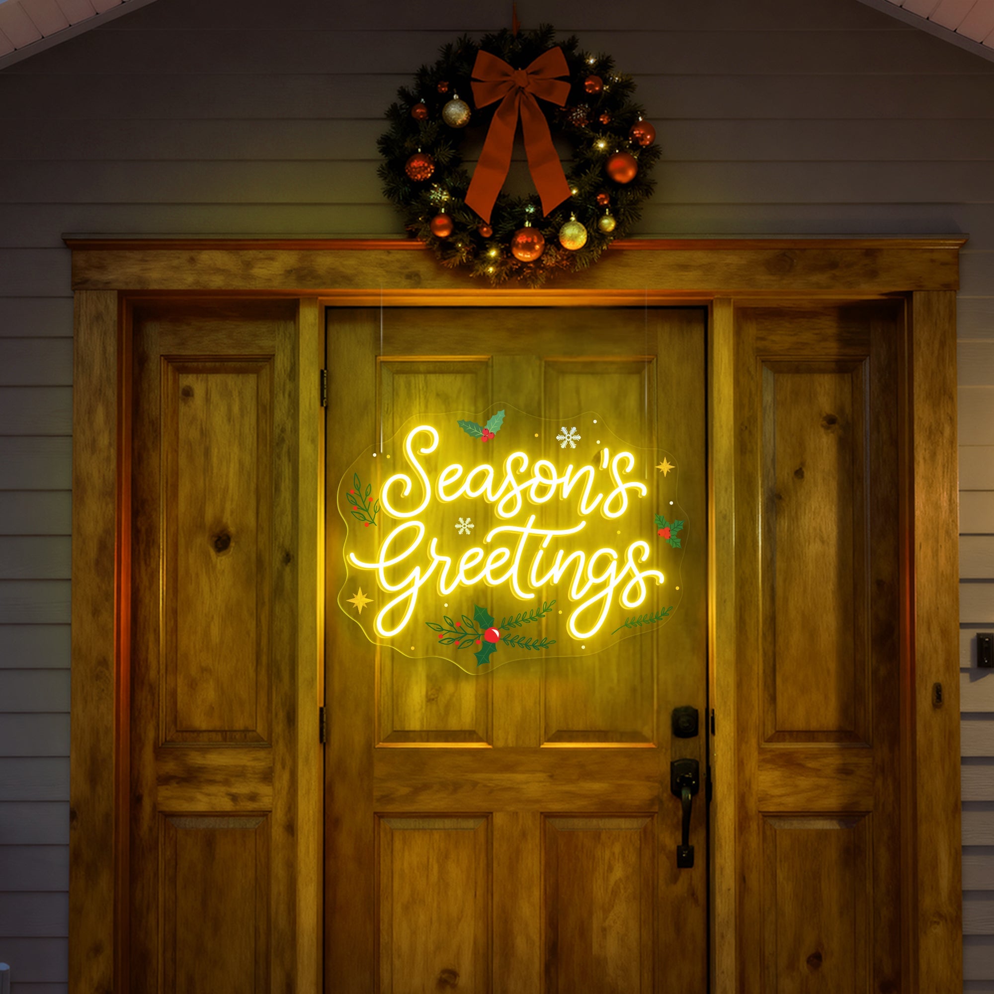 Season’s Greetings Neon Sign – Christmas LED Light for Holiday Party & Festive Home Décor