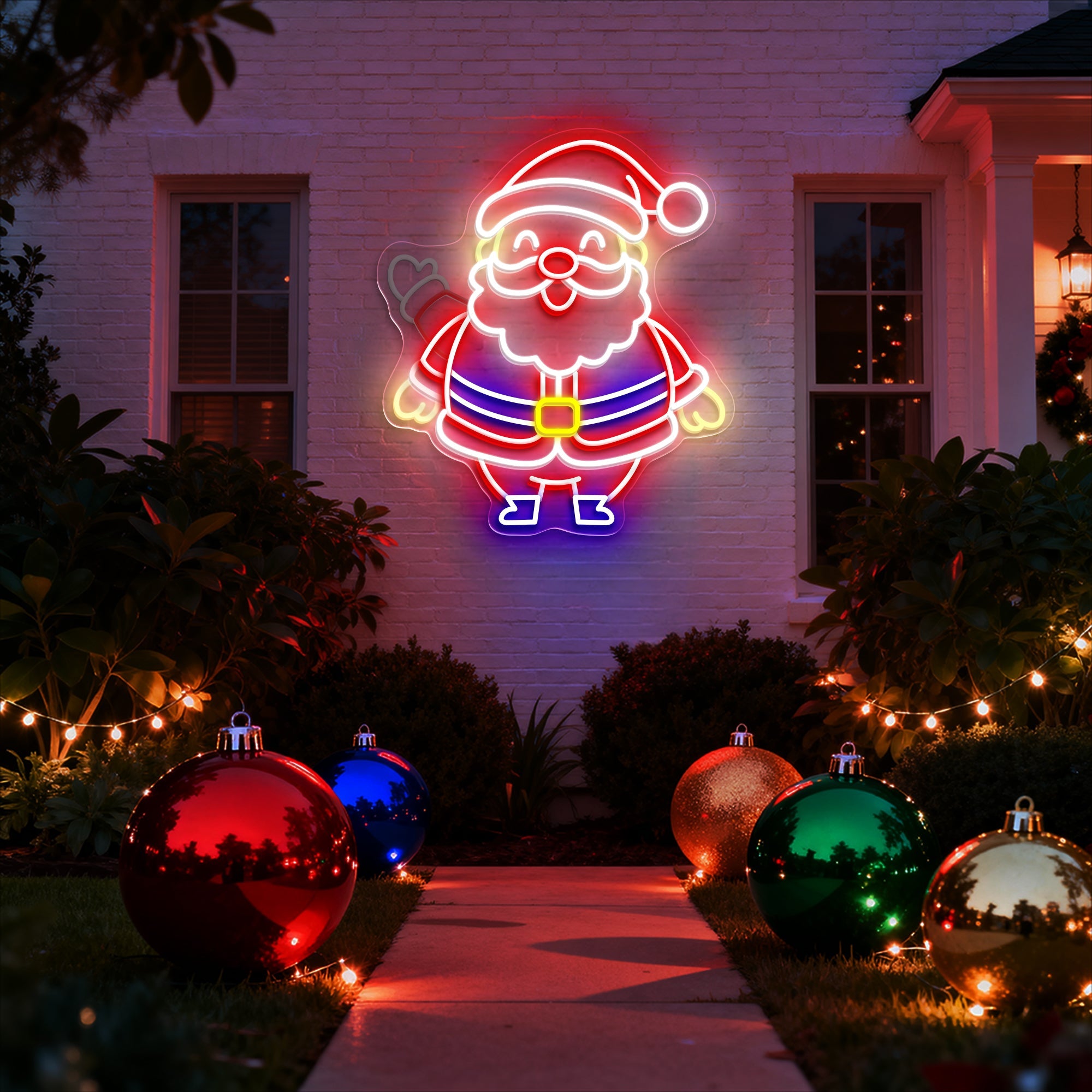 Santa Waving Hand Neon Sign – Funny Christmas LED Light for Holiday Home & Party Décor