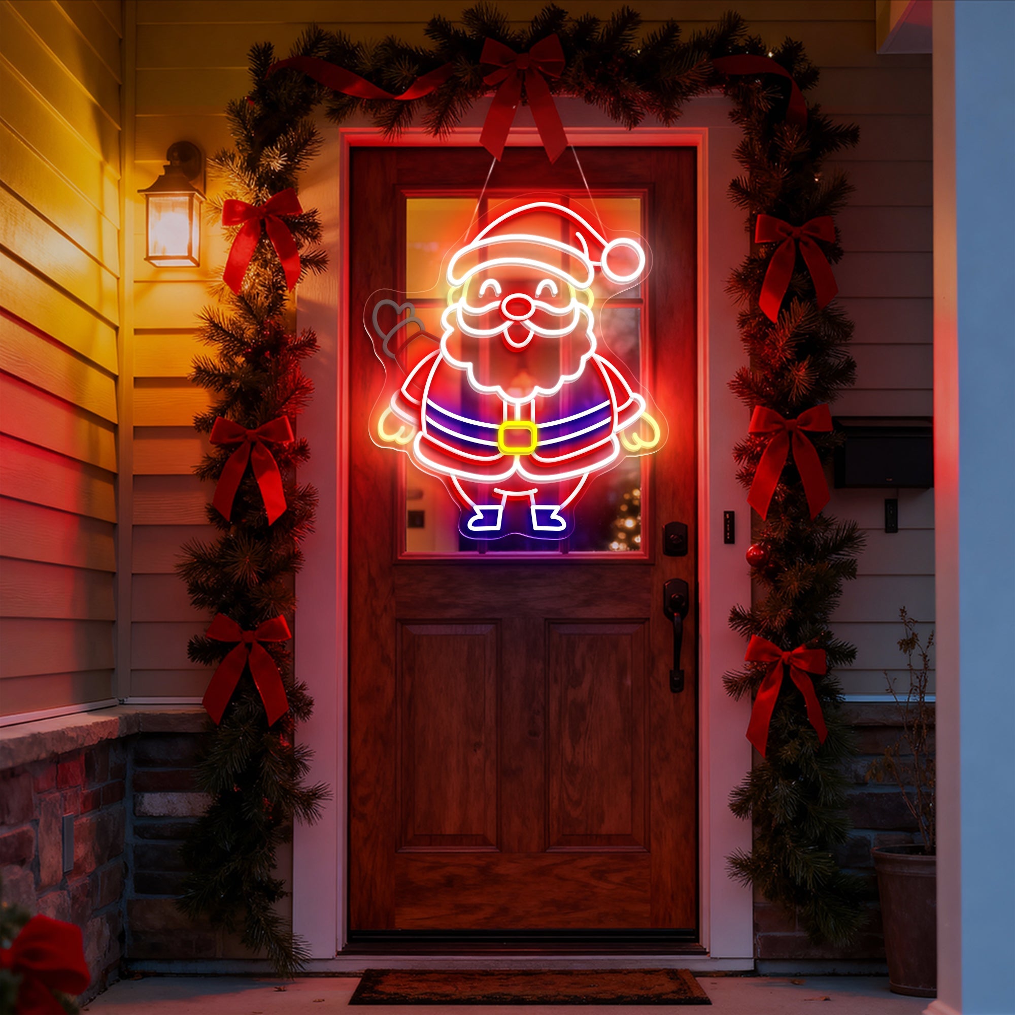 Santa Waving Hand Neon Sign – Funny Christmas LED Light for Holiday Home & Party Décor