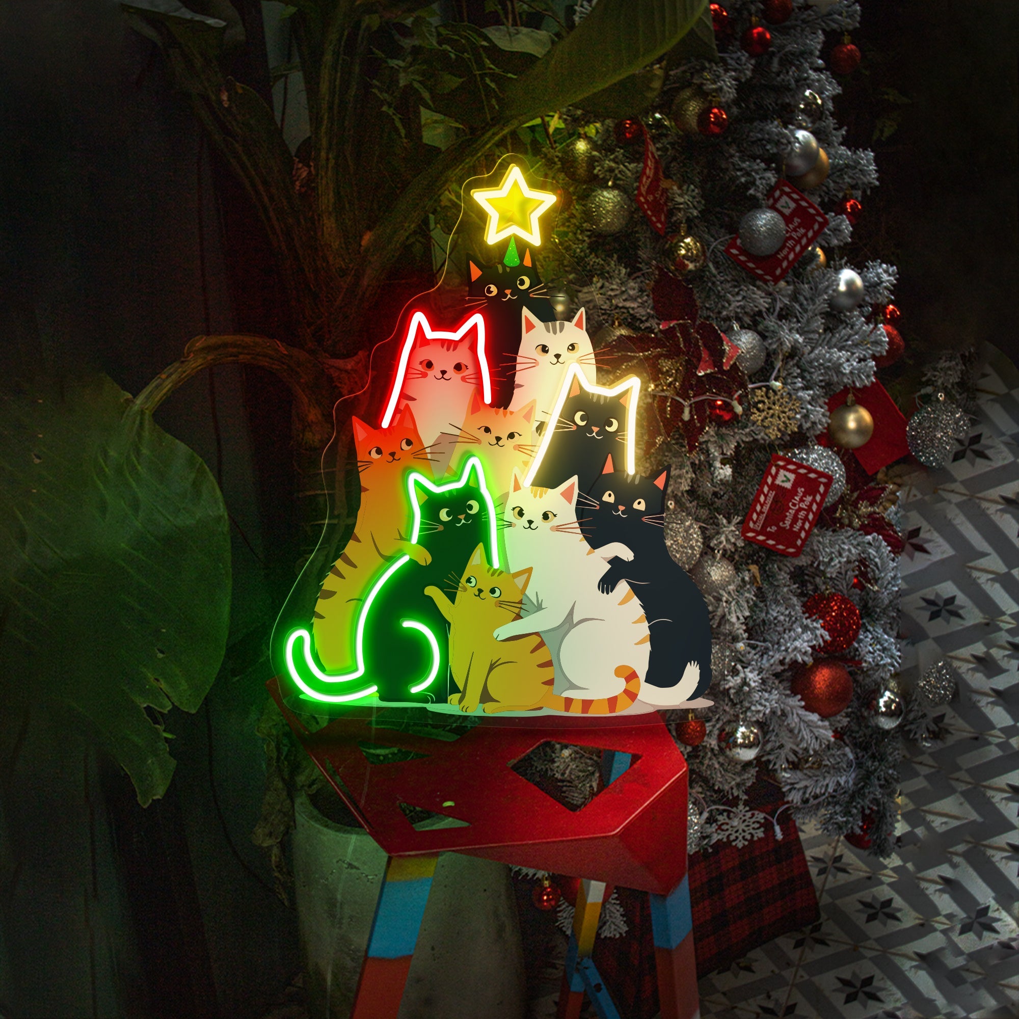 Cat Christmas Tree LED Neon Sign