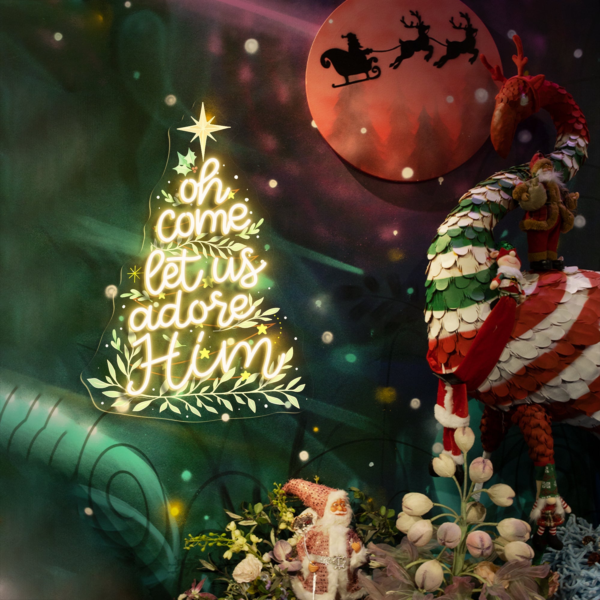 Oh Come Let Us Adore Him LED Neon Sign