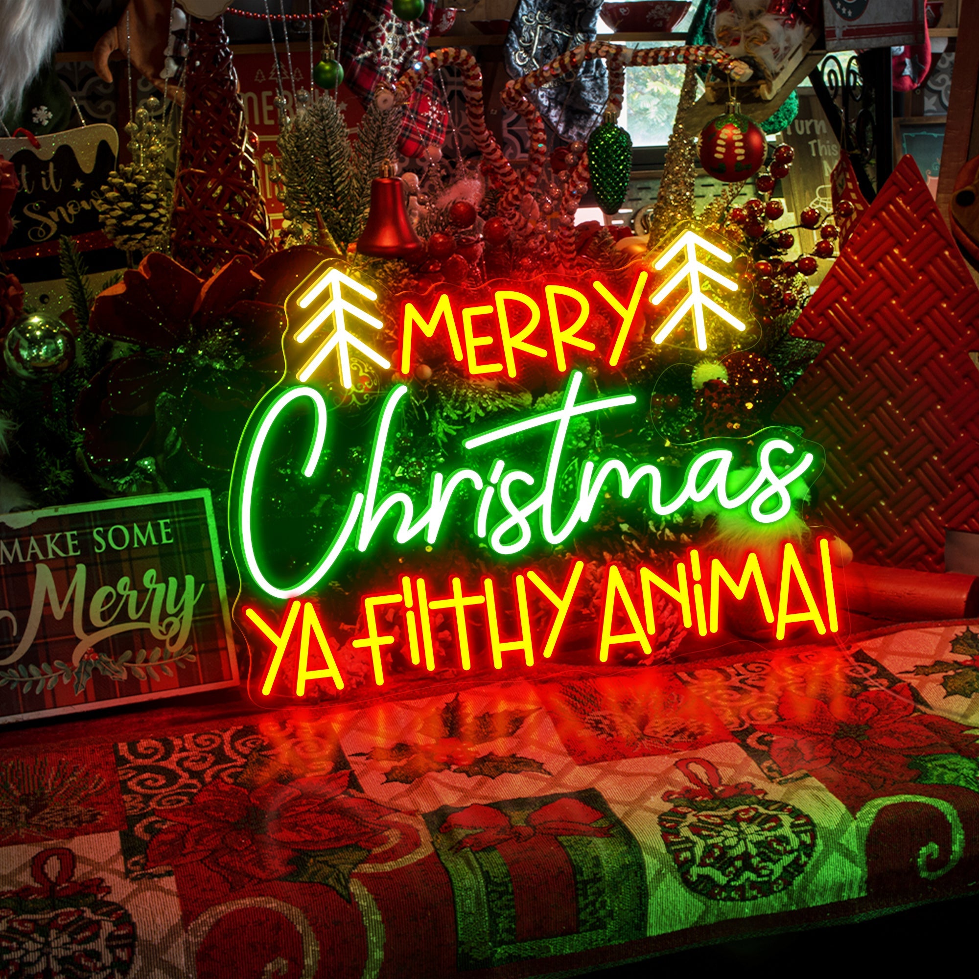 Merry Christmas Ya Filthy Animals LED Neon Sign
