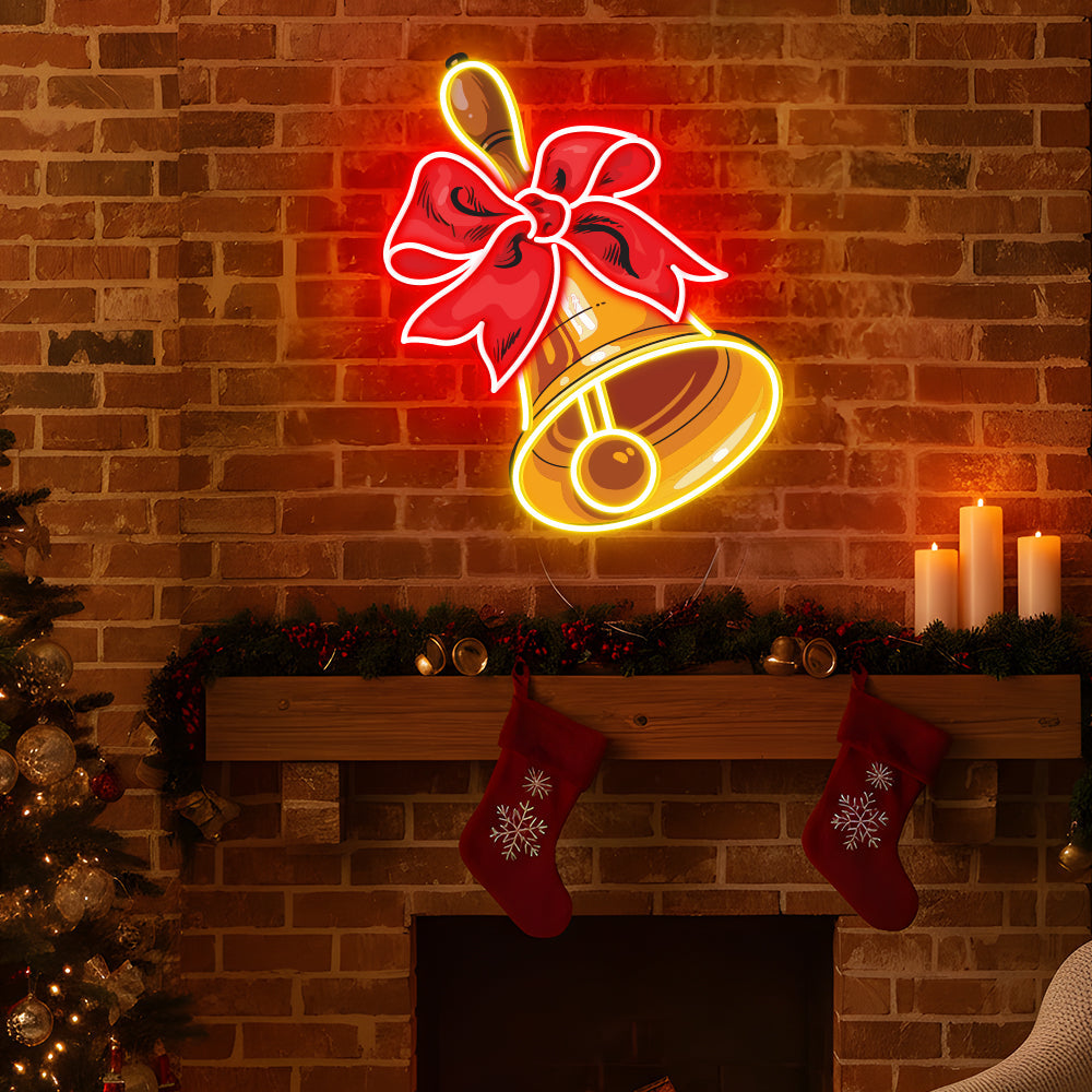 Christmas Bell Neon Sign Wall Decor