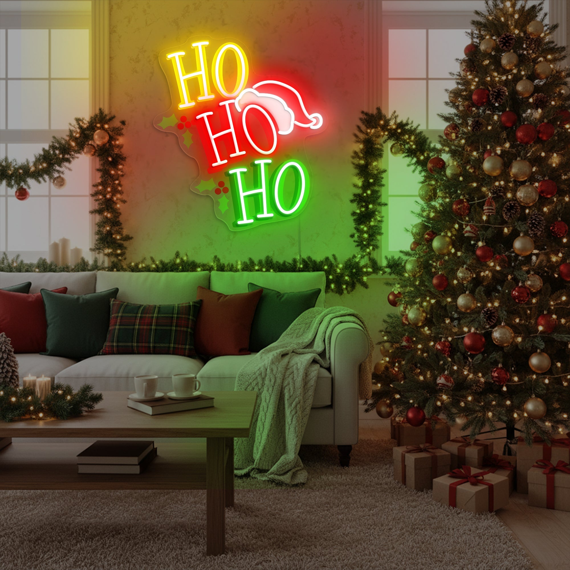 HOHOHO Santa Hat Christmas LED Sign
