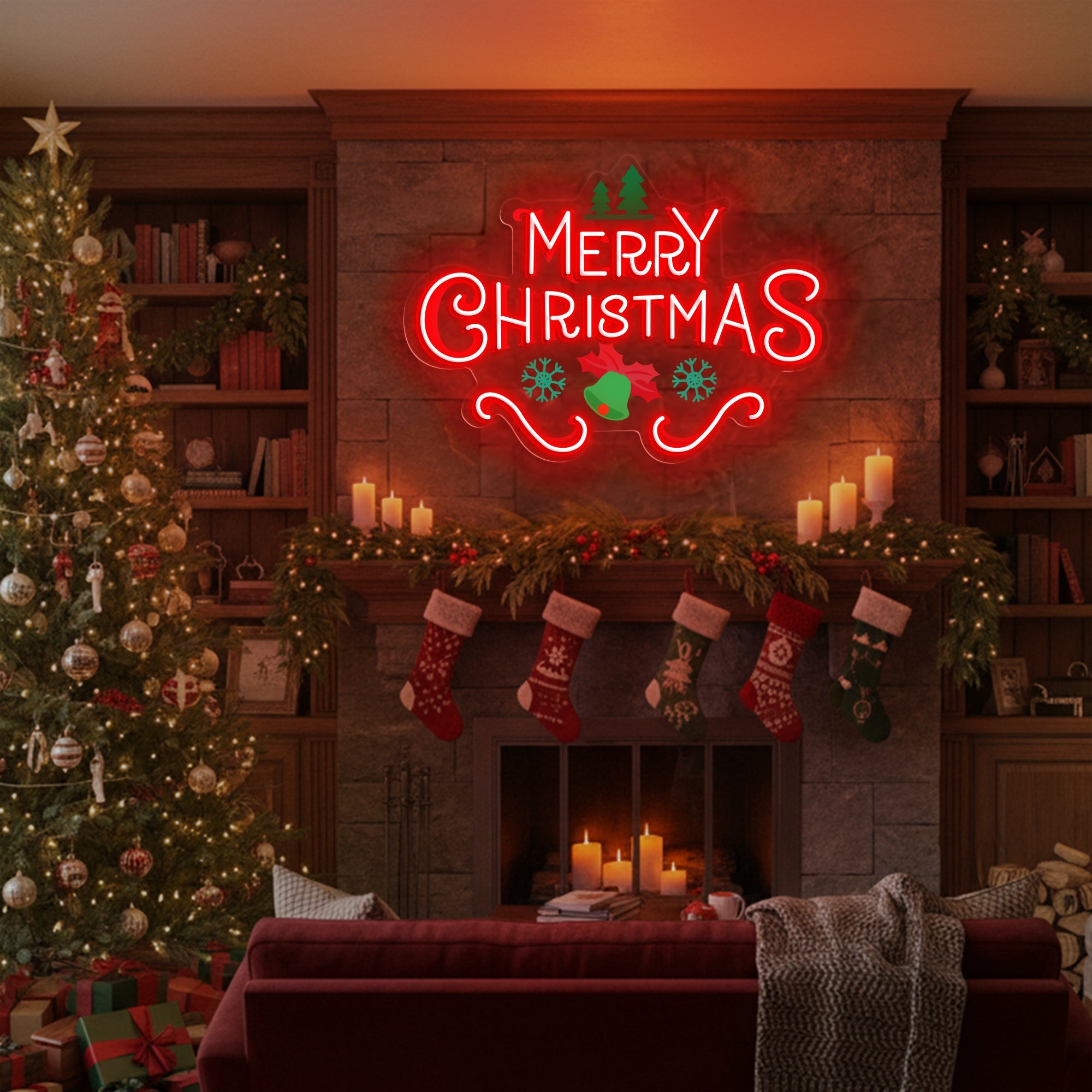Merry Christmas Neon Sign Wall Decor