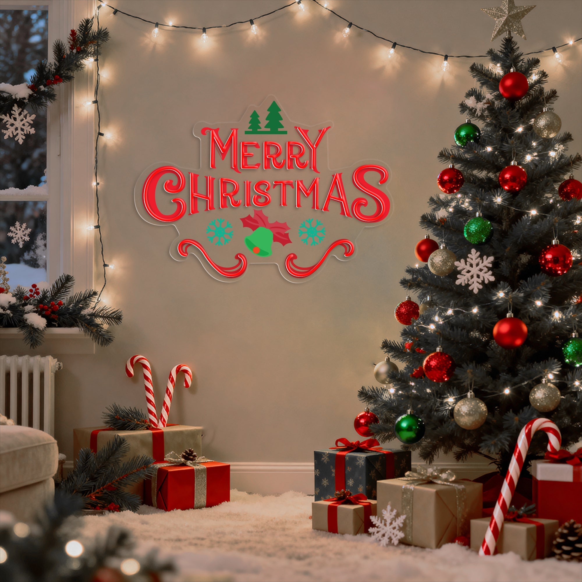 Merry Christmas Neon Sign Wall Decor