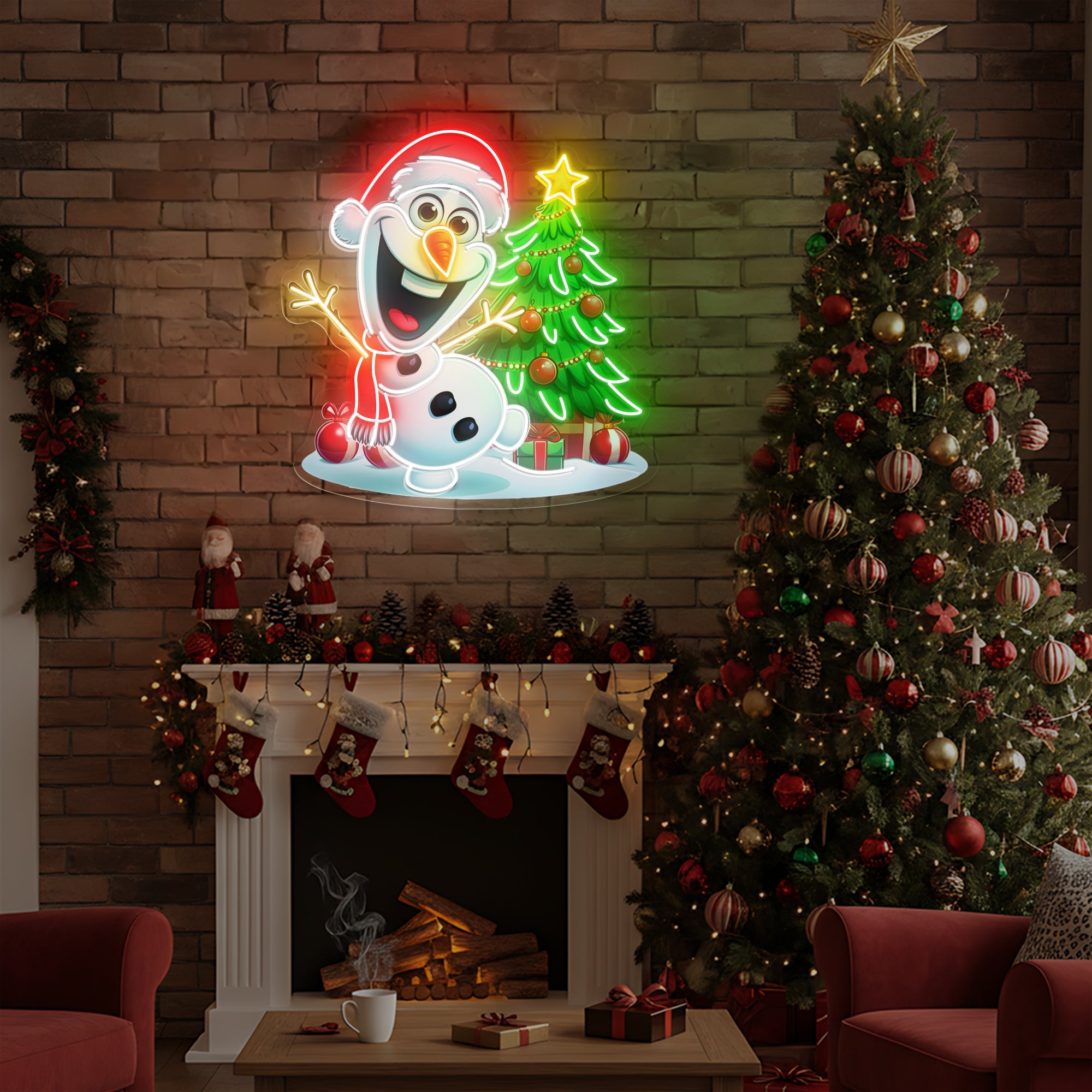 Cute Olaf Neon Sign Winter Holiday Decor