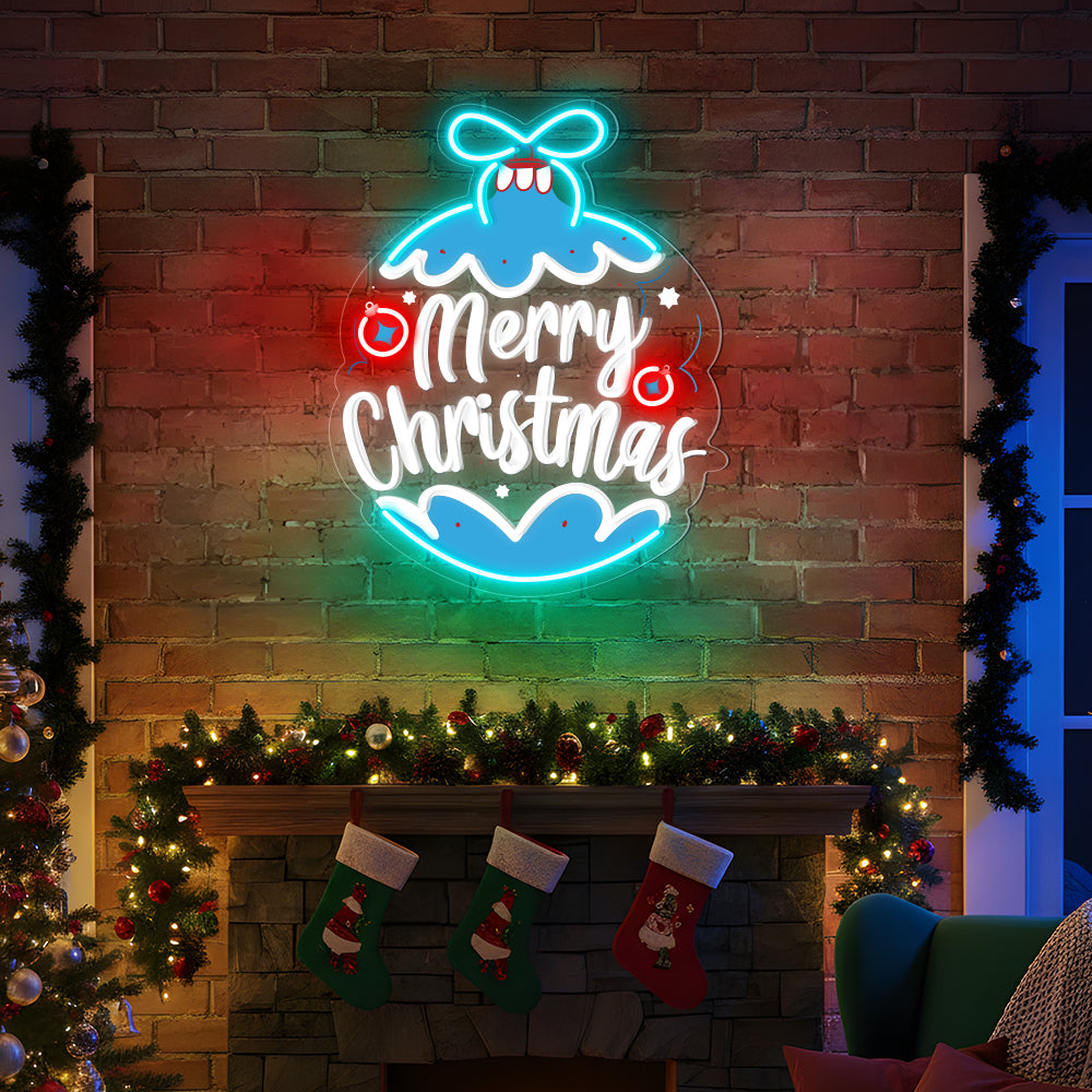 Merry Christmas Ornament Neon Sign
