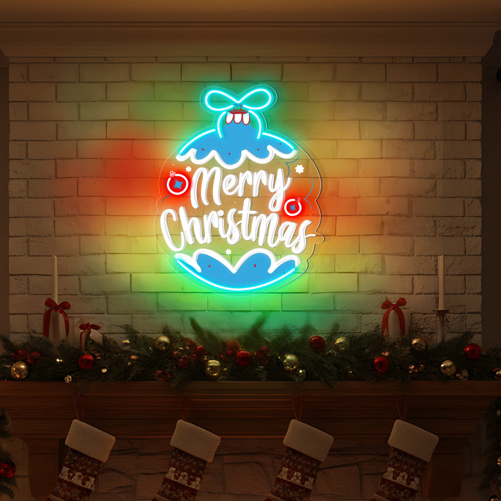 Merry Christmas Ornament Neon Sign