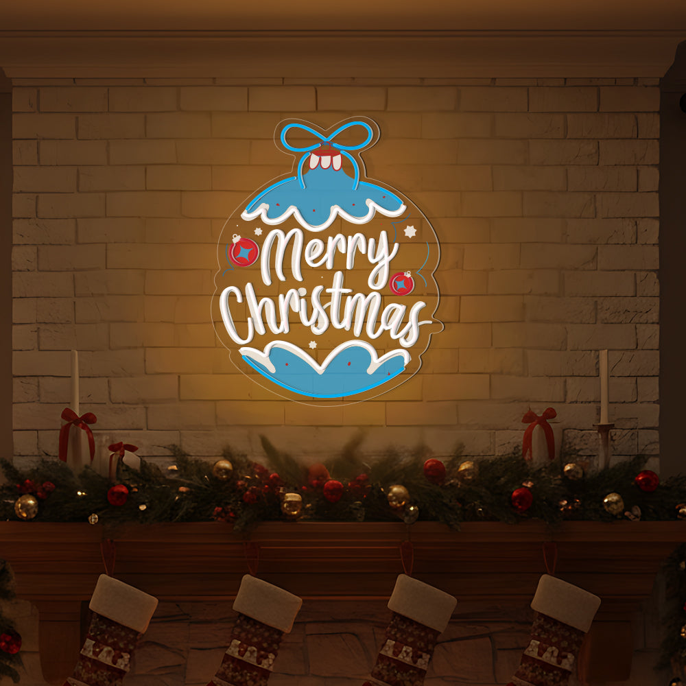 Merry Christmas Ornament Neon Sign