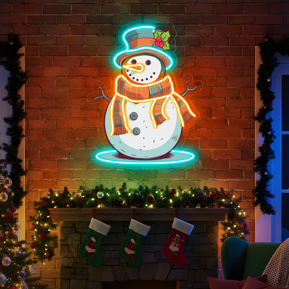 Cute Snowman Neon Sign for Winter Decor