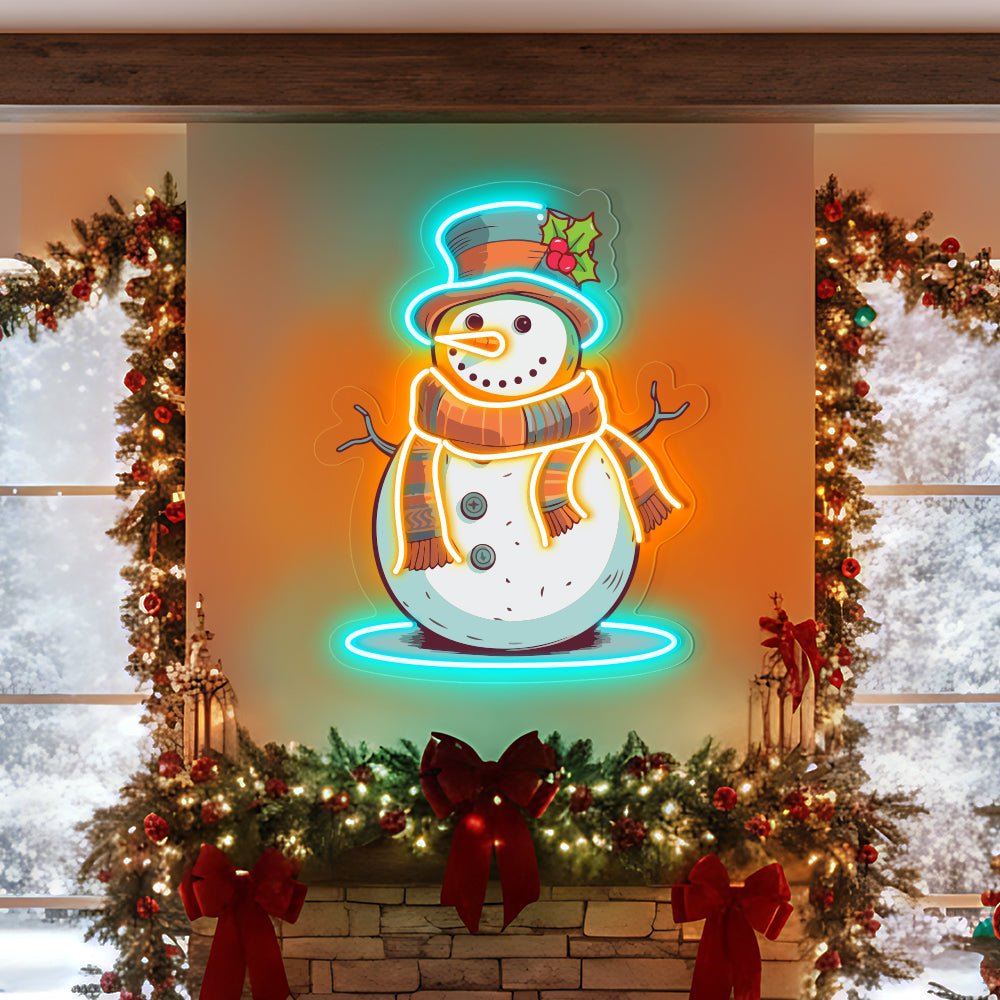 Cute Snowman Neon Sign for Winter Decor