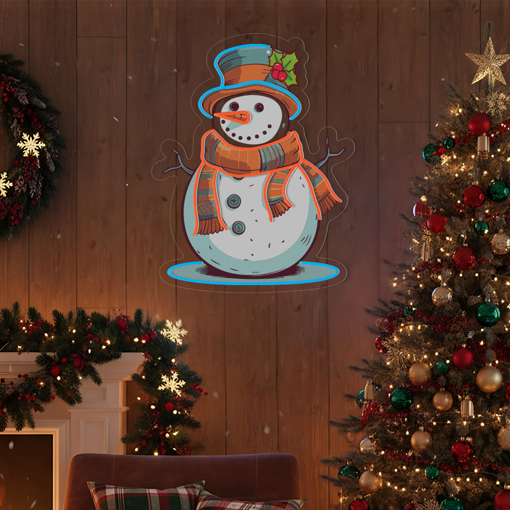 Cute Snowman Neon Sign for Winter Decor