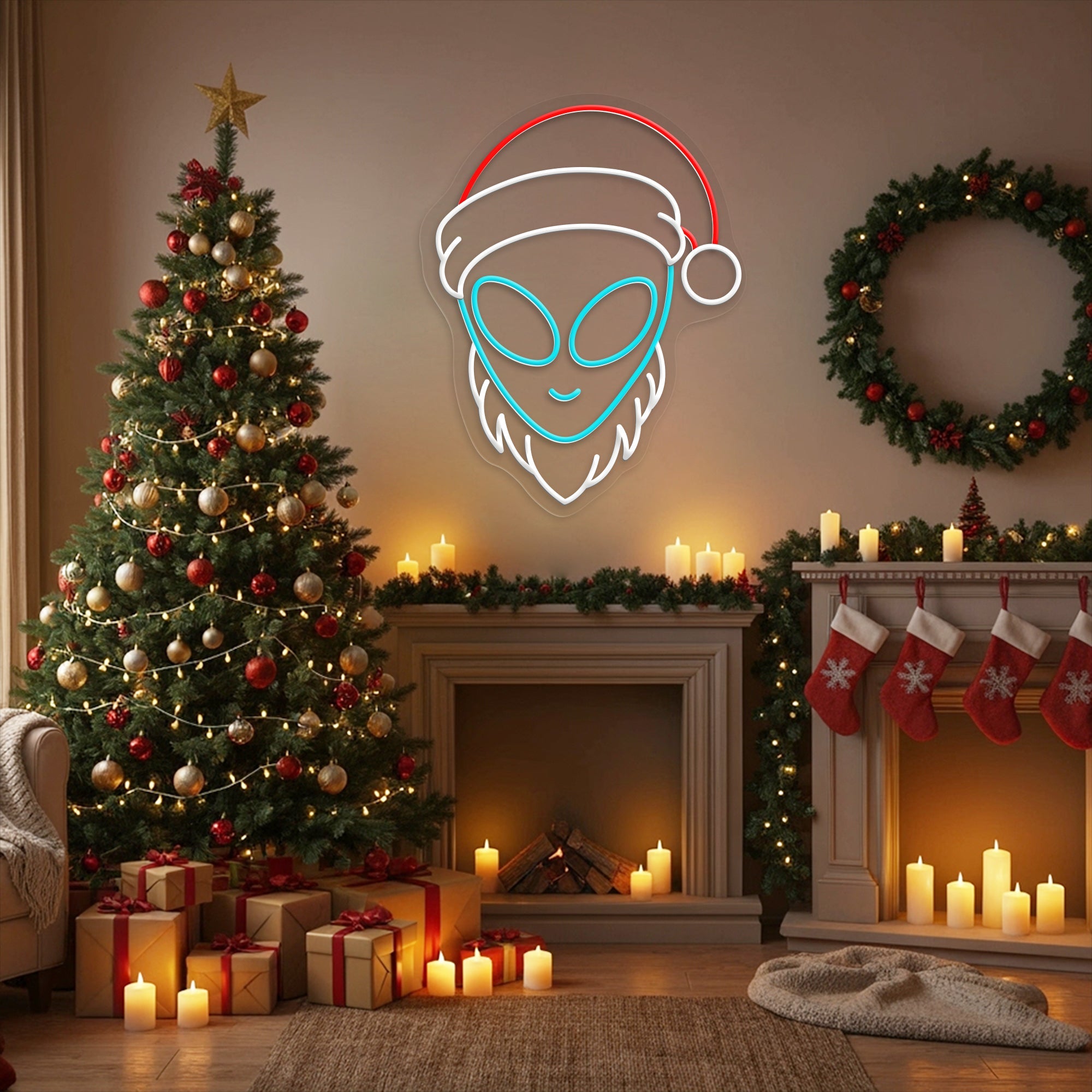 Alien Santa Neon Sign