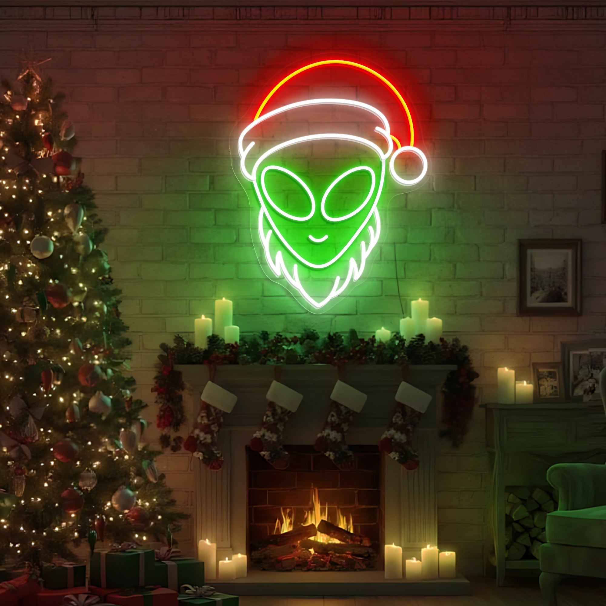 Alien Santa Neon Sign