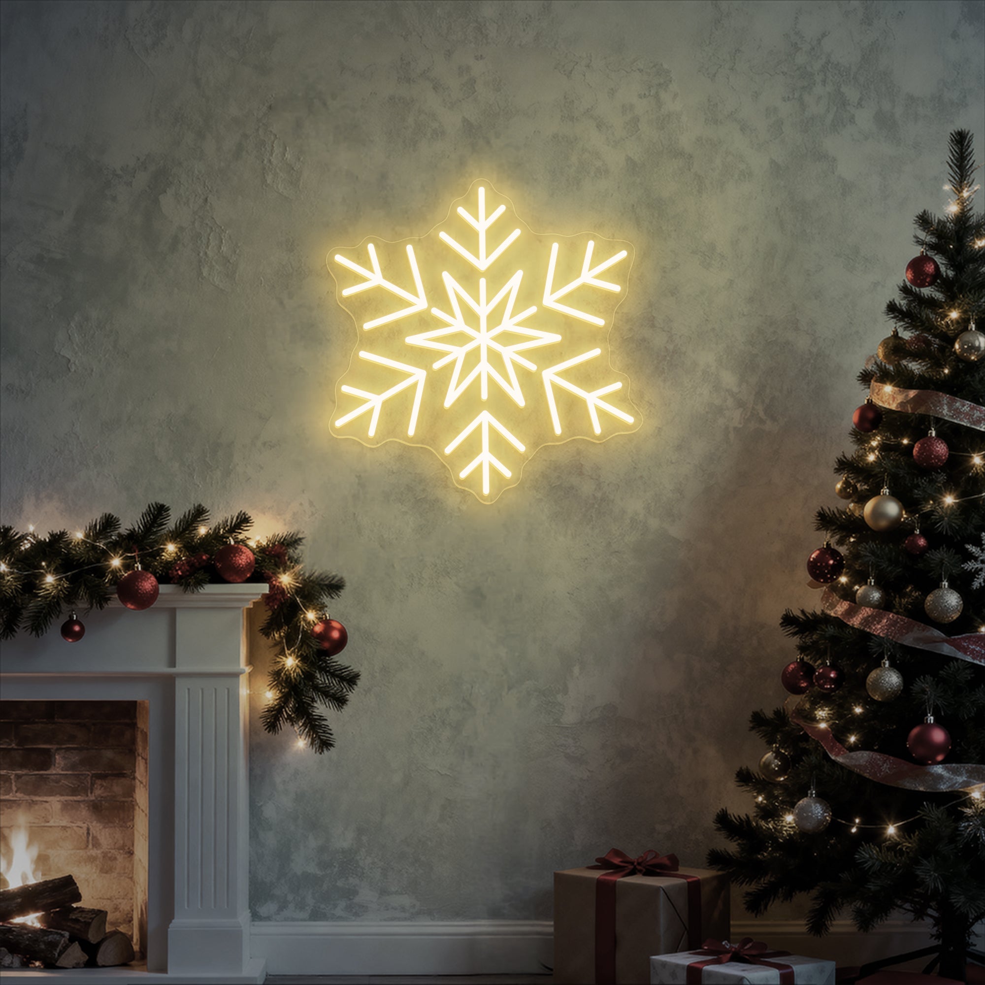 Snowflake Neon Sign – Winter LED Wall Light for Christmas Holiday & Kids Room Decor