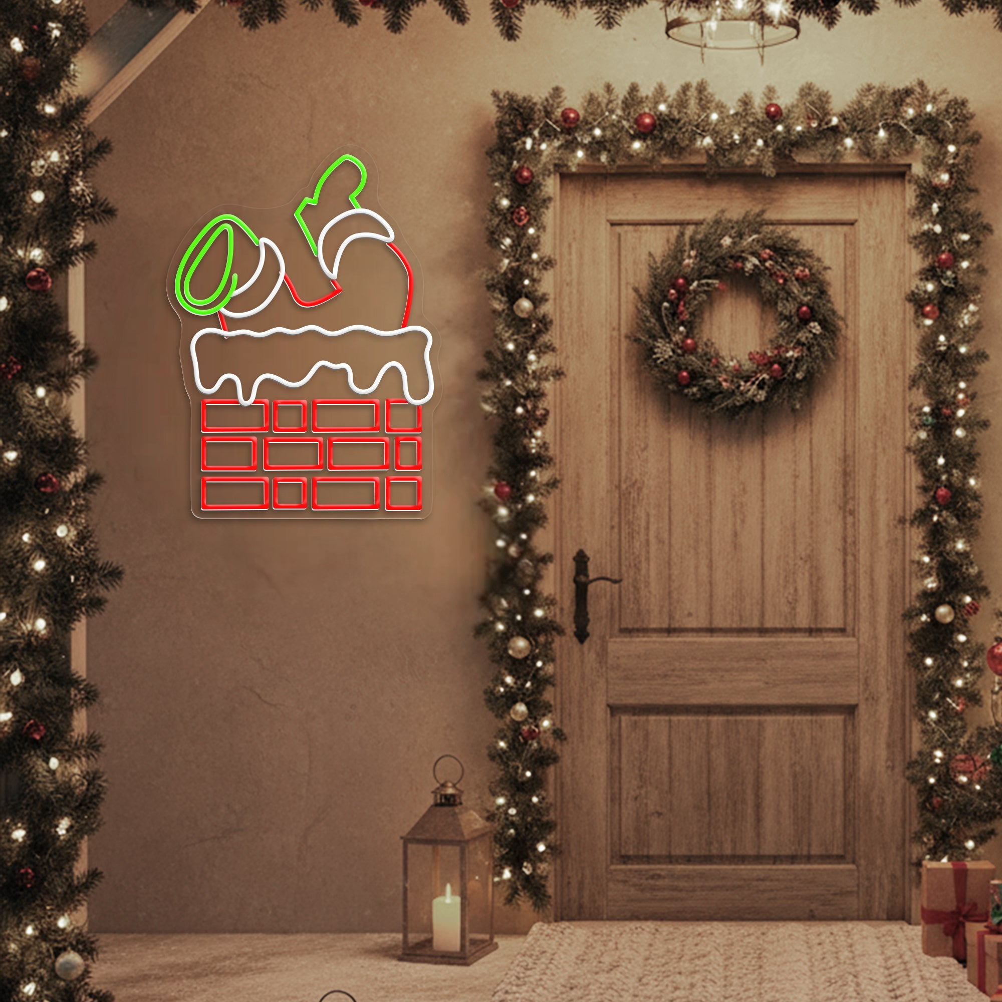 Santa Stuck Neon Sign – Funny Christmas LED Wall Light for Holiday Home & Party Décor