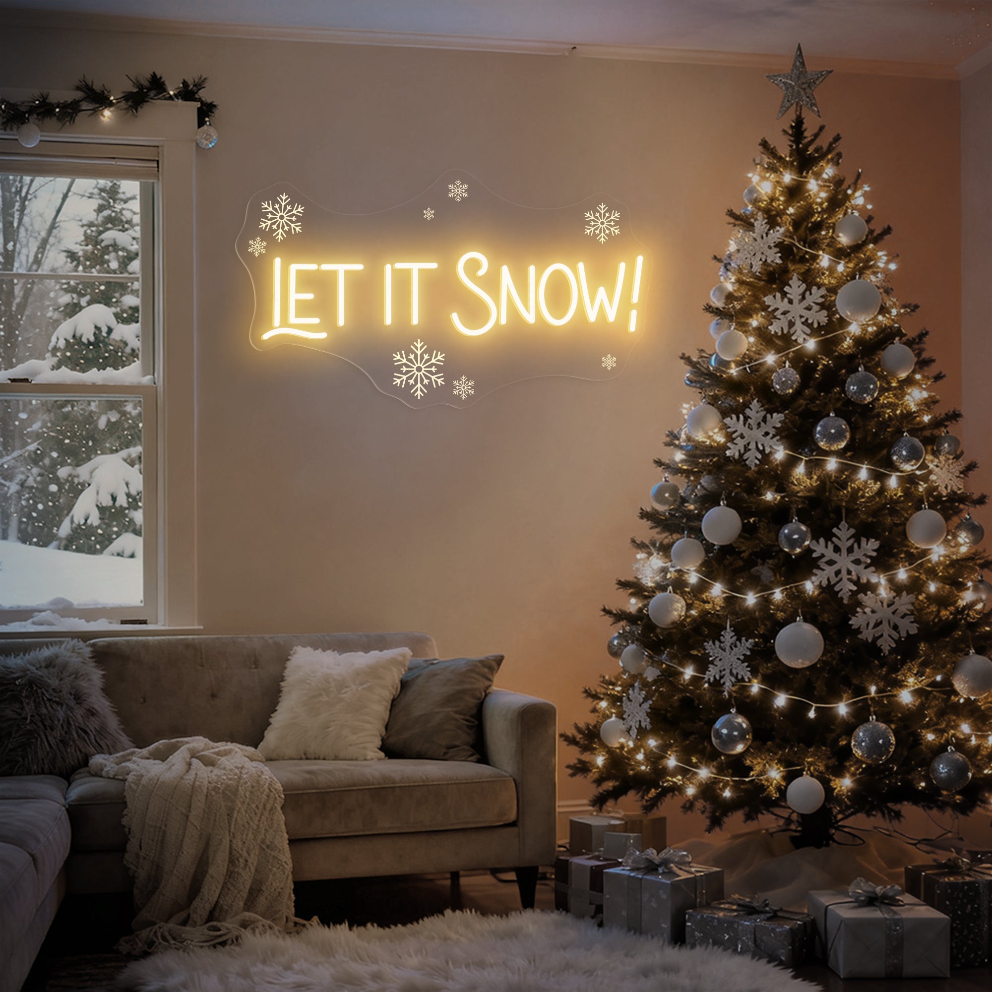 Let It Snow Neon Sign – Winter LED Wall Light for Christmas Holiday & Cozy Home Décor