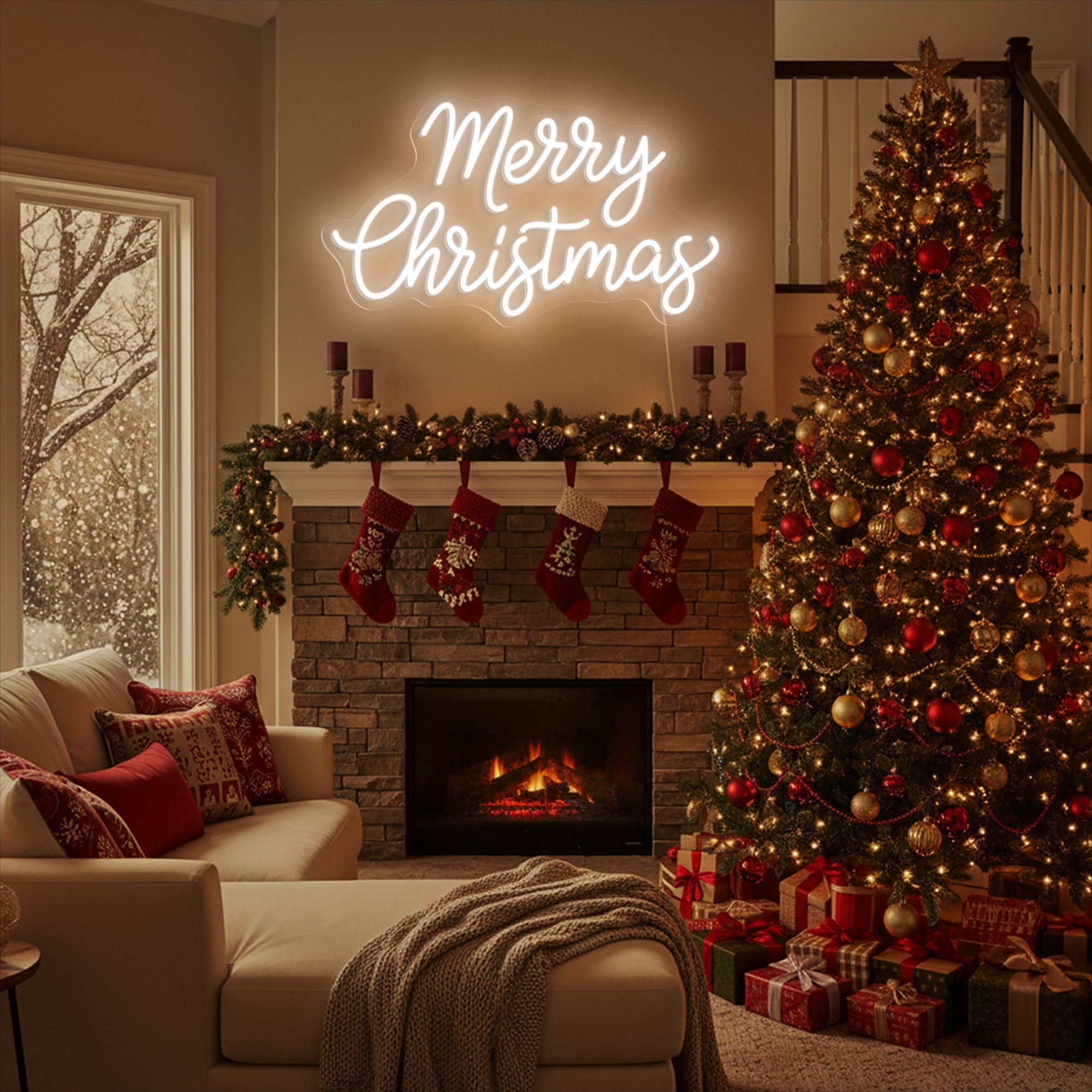 Merry Christmas Neon Sign – Holiday LED Wall Light for Winter Home & Festive Party Décor