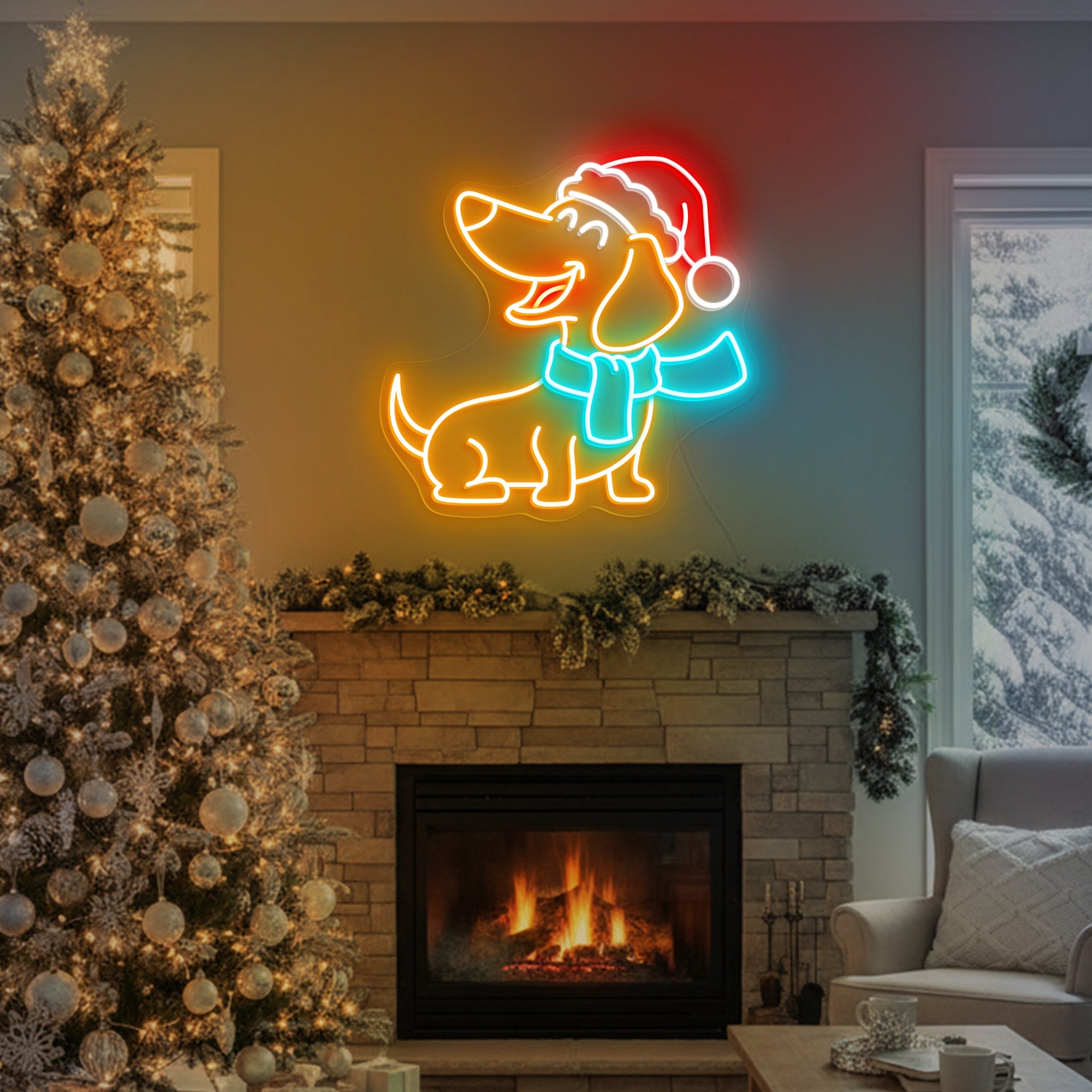 Christmas Dachshund Neon Sign – Cute Sausage Dog LED Light for Pet Lovers & Holiday Décor
