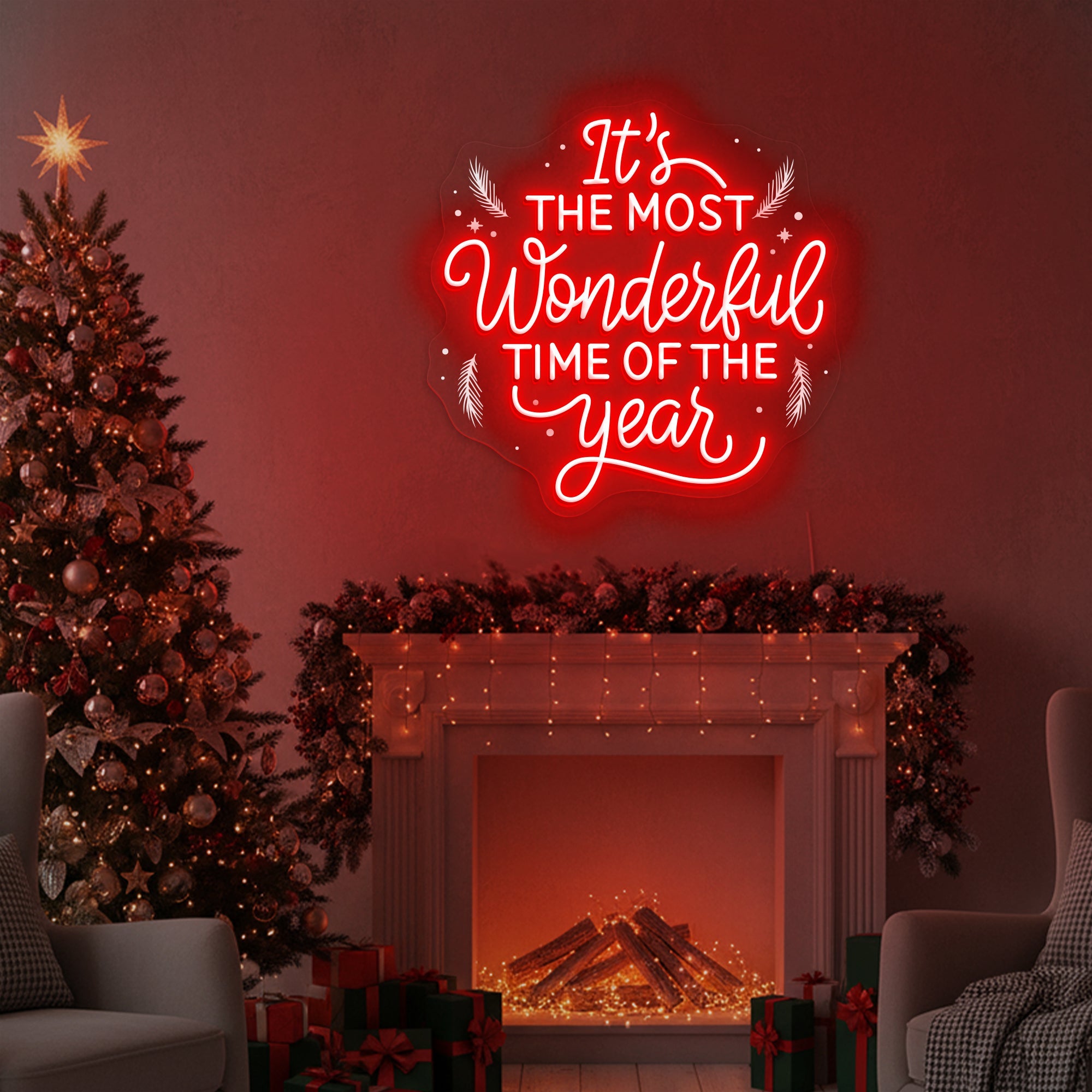 It’s The Most Wonderful Time of The Year Neon Sign – Christmas LED Light for Holiday Home & Festive Party Décor