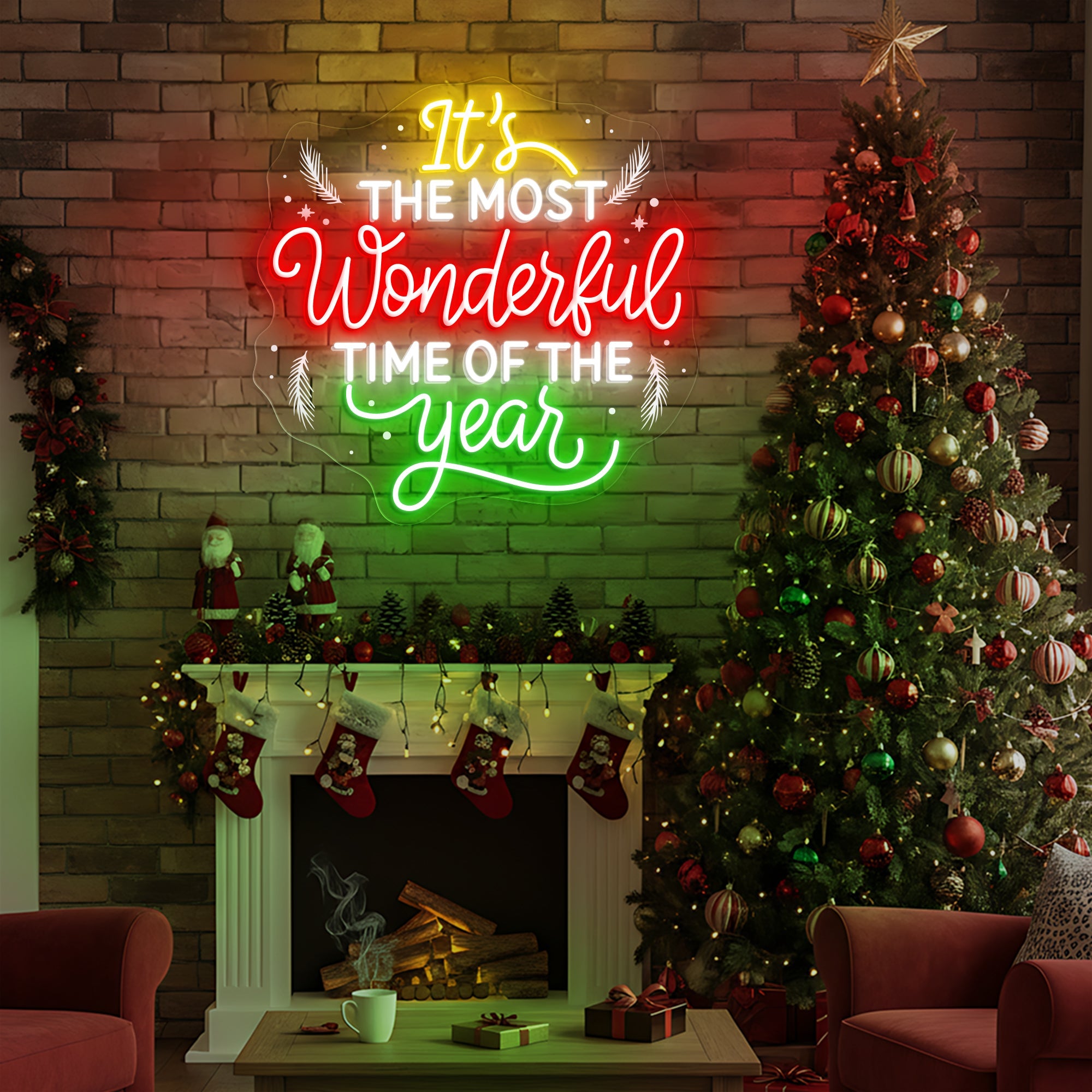 It’s The Most Wonderful Time of The Year Neon Sign – Christmas LED Light for Holiday Home & Festive Party Décor