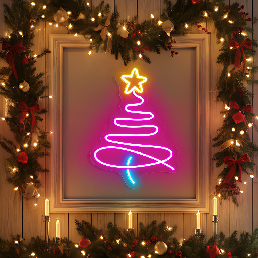 Christmas Tree Neon Sign – Modern Christmas LED Light for Simple Winter & Festive Home Décor