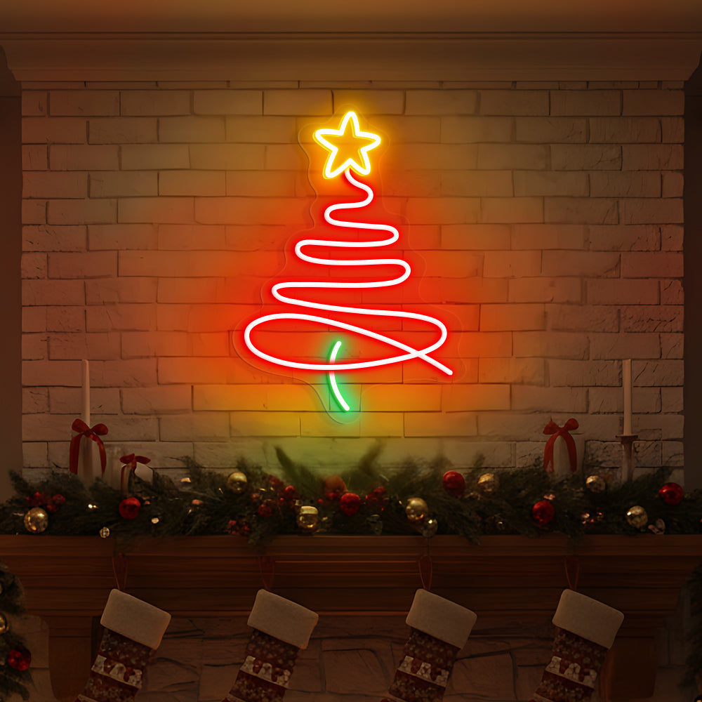 Christmas Tree Neon Sign – Modern Christmas LED Light for Simple Winter & Festive Home Décor