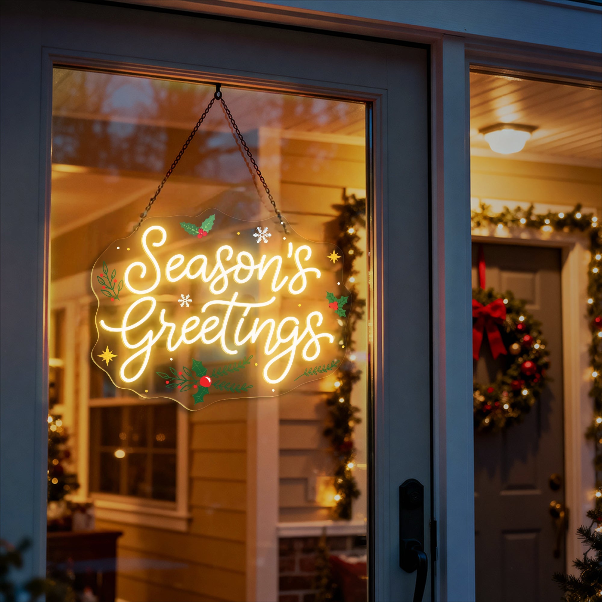 Season’s Greetings Neon Sign – Christmas LED Light for Holiday Party & Festive Home Décor