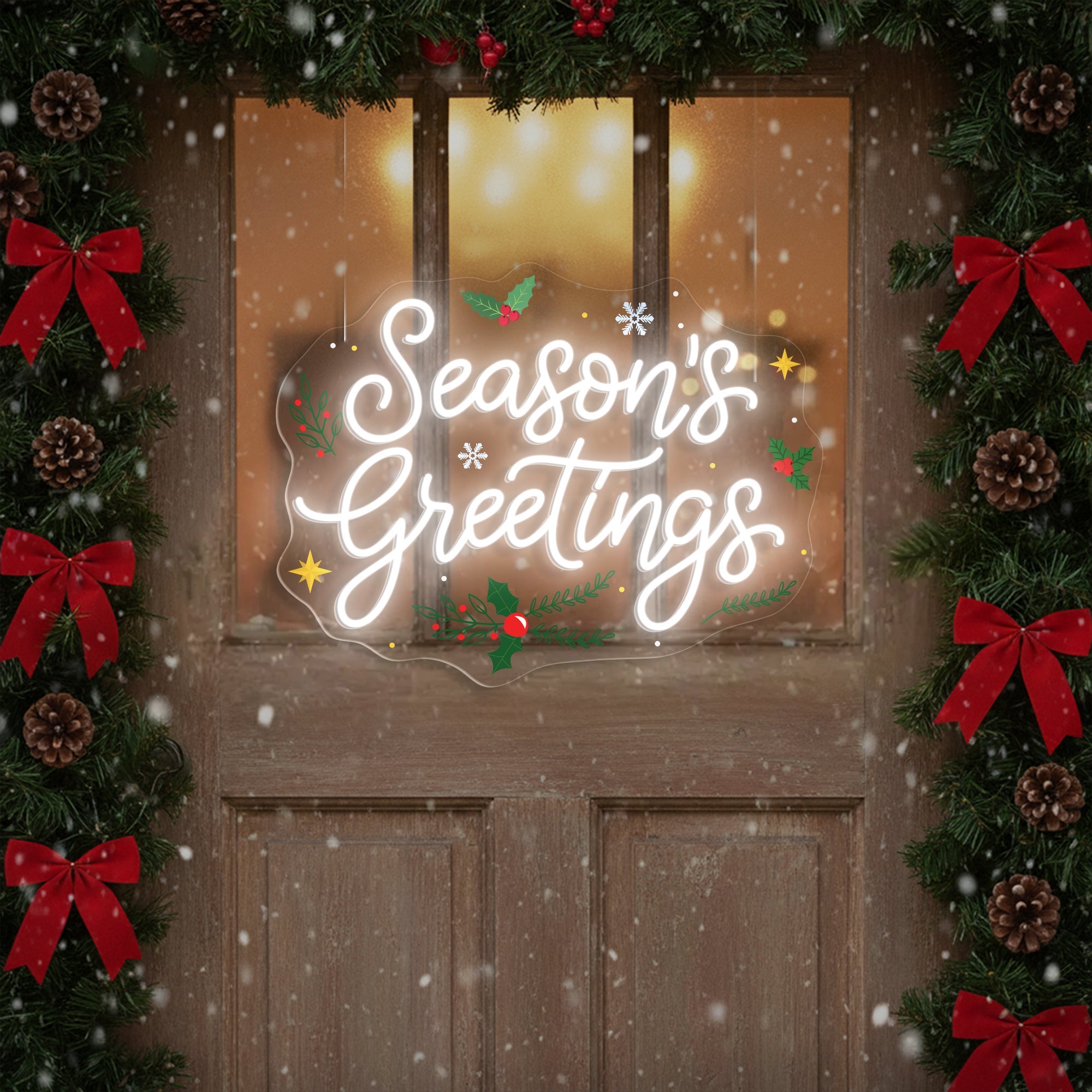 Season’s Greetings Neon Sign – Christmas LED Light for Holiday Party & Festive Home Décor