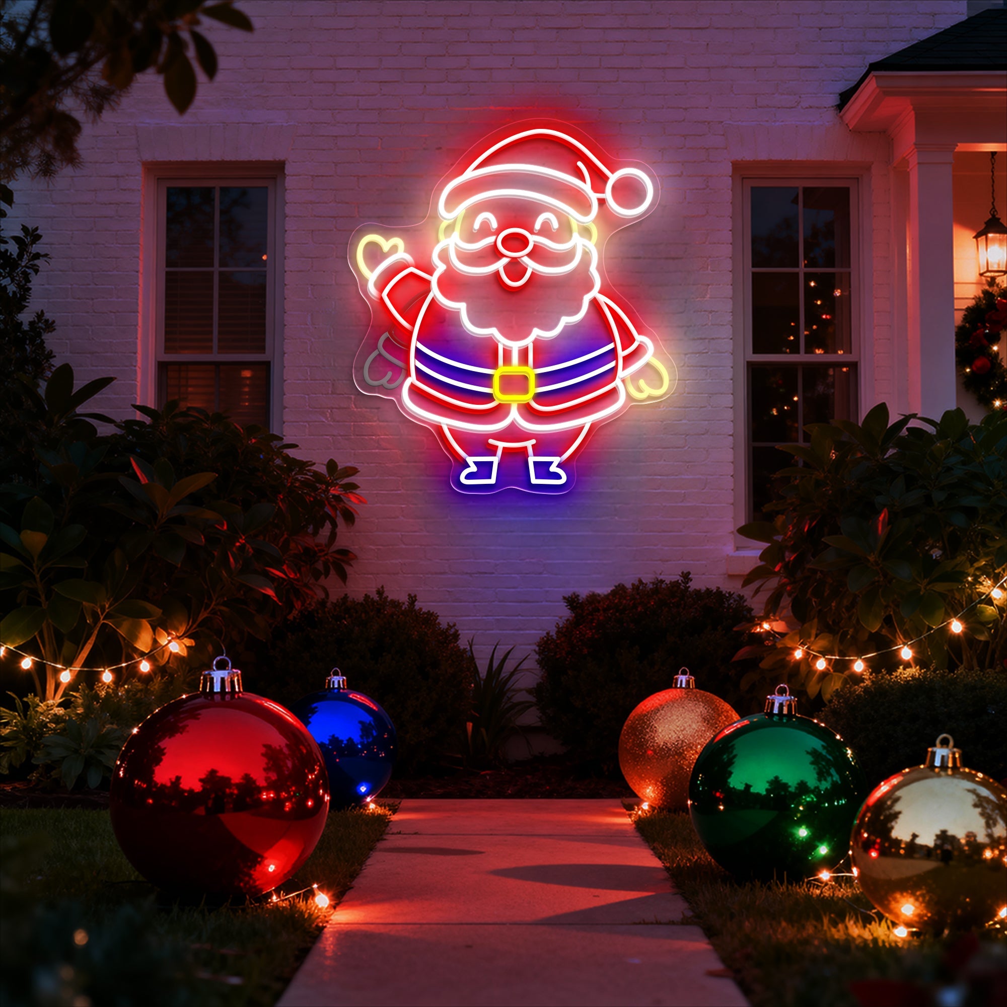Santa Waving Hand Neon Sign – Funny Christmas LED Light for Holiday Home & Party Décor